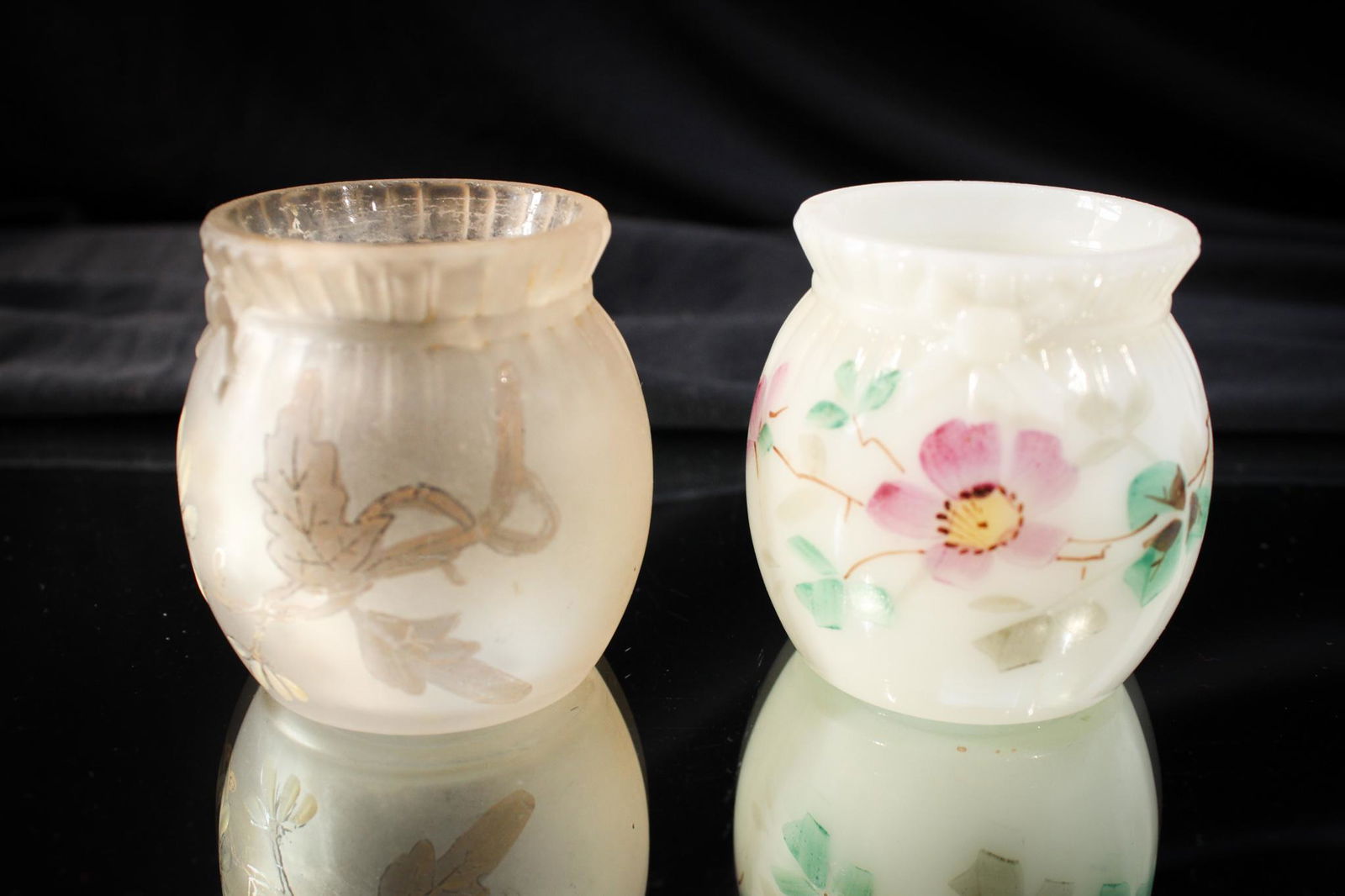 2 pc. Lot Bag O' Cotton Victorian Toothpick Holders: Generous Offering of two Bag O' Cotton Victorian toothpick holders. Both examples are highly sought after. Only the best here folks! From where you ask? Only at Magnum Auctions!Each measures 2 1/4" ta