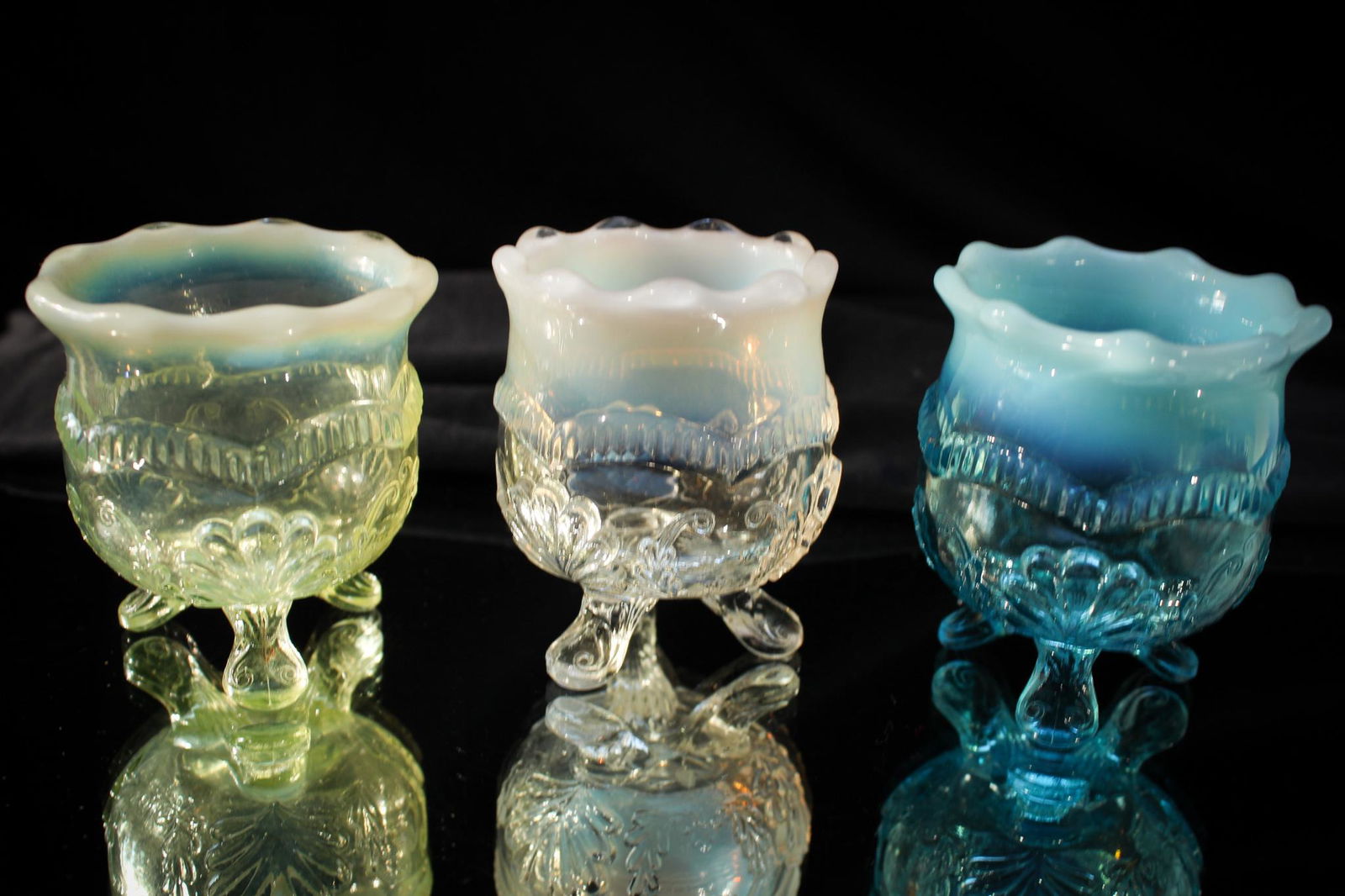 3 pc. Lot Victorian Albany Glass Toothpick Holders (1 of 5)