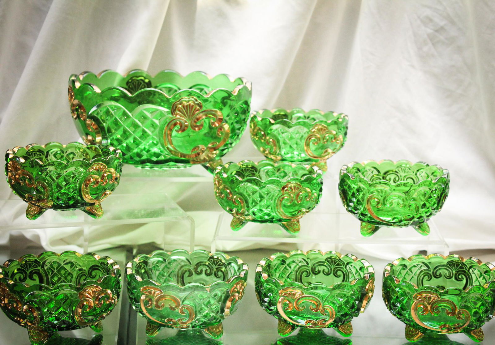 Victorian Riverside Glass Croesus 9 pc. Berry Set (1 of 6)