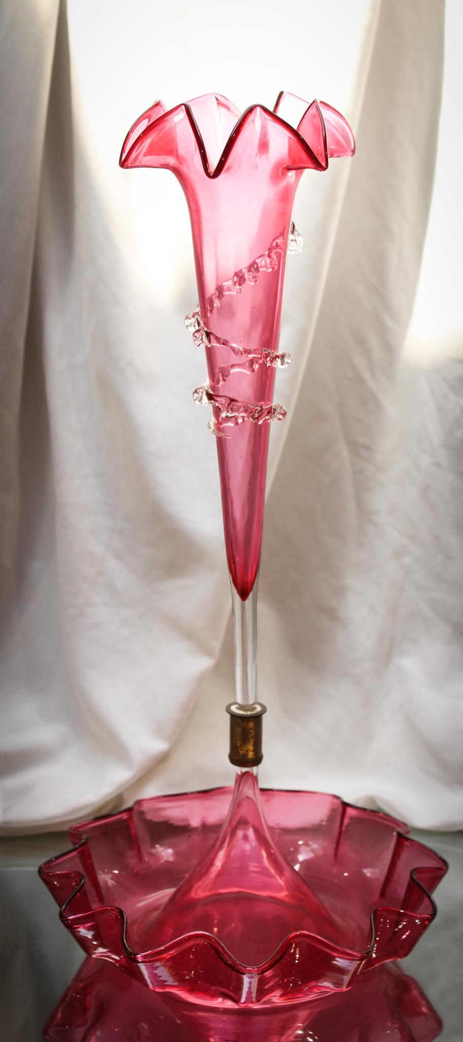 Victorian Cranberry Glass Epergne Centerpiece (1 of 5)