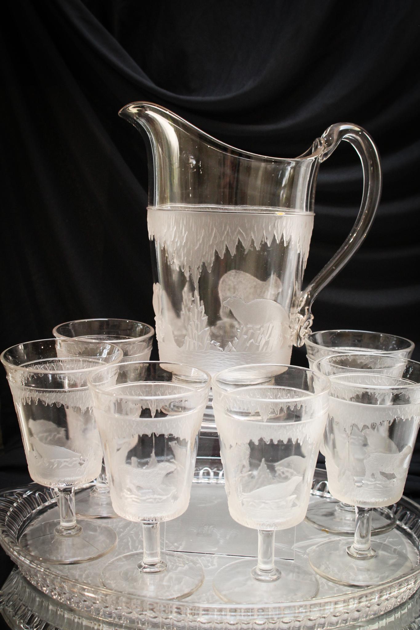 Victorian EAPG Glass Polar Bear 9 pc. Set (1 of 11)