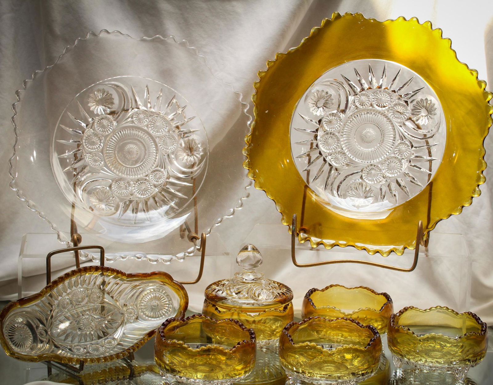 2 pc. Lot Victorian Riverside Esther Amber Stain Plates (1 of 7)