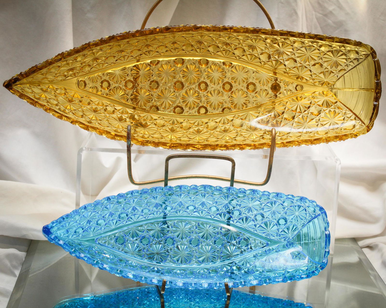 2 pc. Lot  Daisy & Button Victorian Glass Boats (1 of 6)