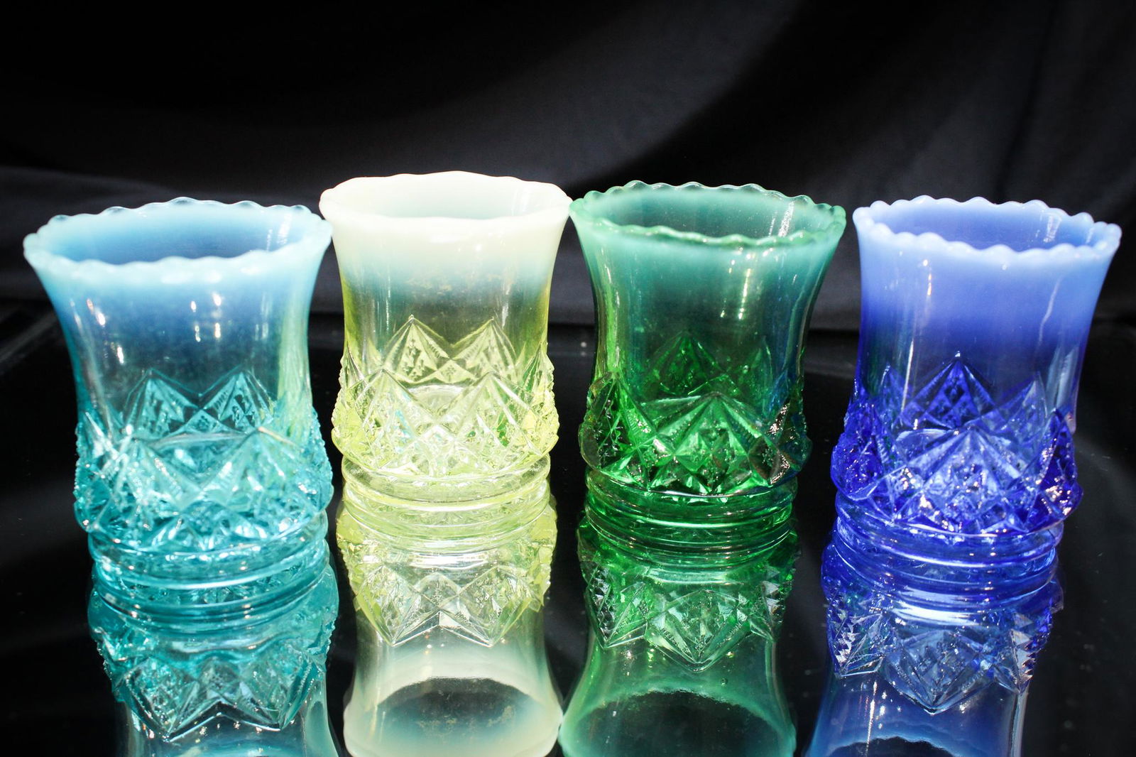 4 pc. Lot Victorian Opalescent Toothpick Holders (1 of 6)