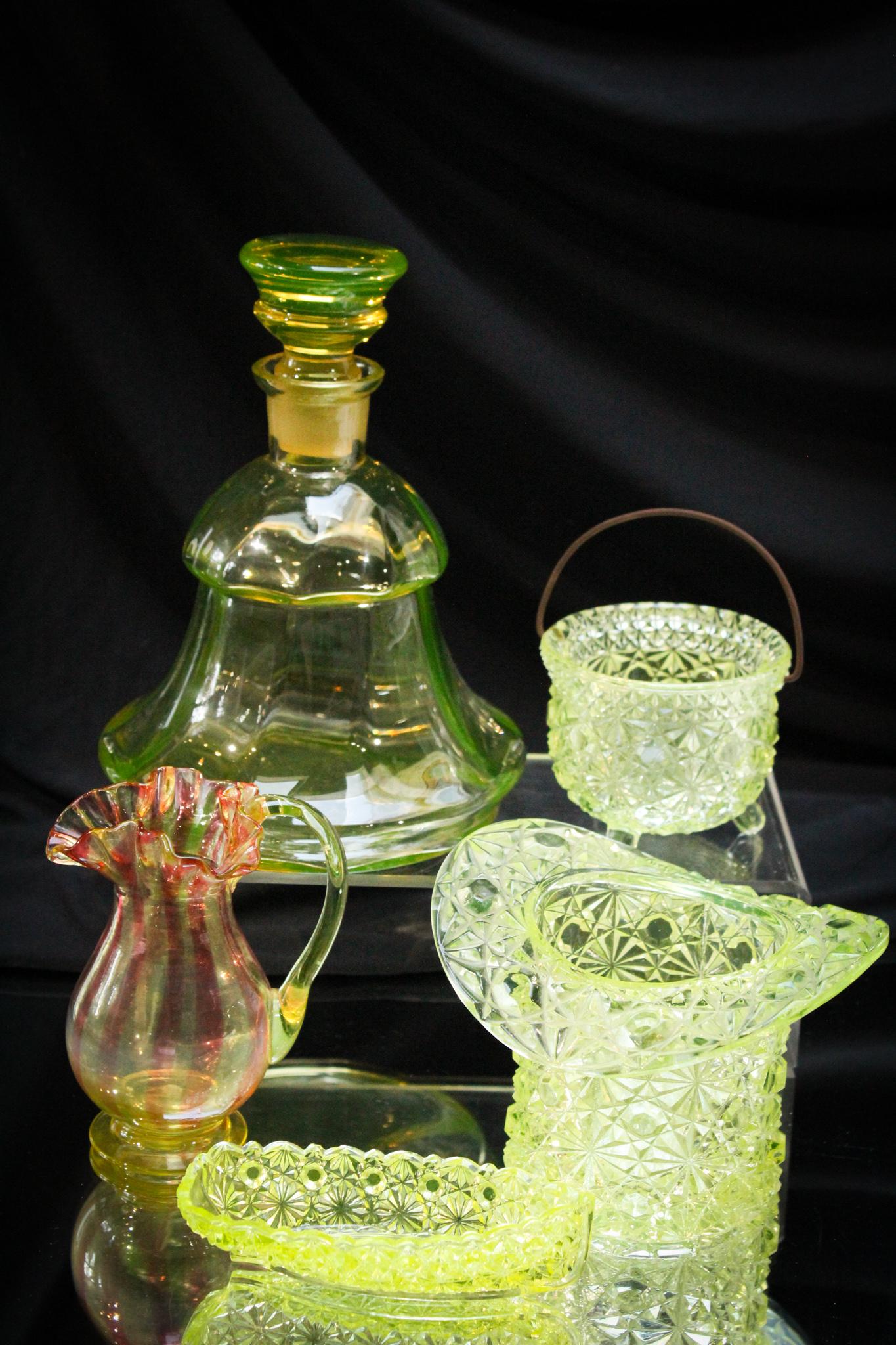 5 pc. Lot Victorian Vaseline Glass (1 of 7)