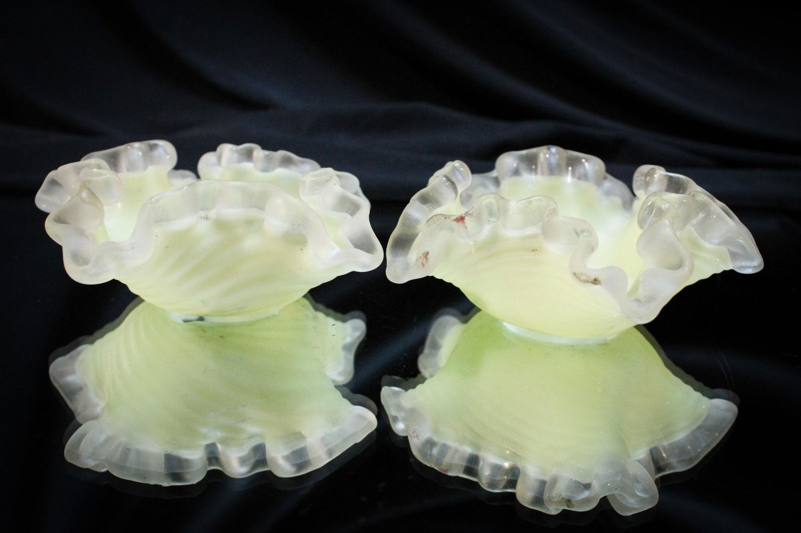 2 pc . Lot Victorian English Custard Glass Bobeche's (1 of 5)