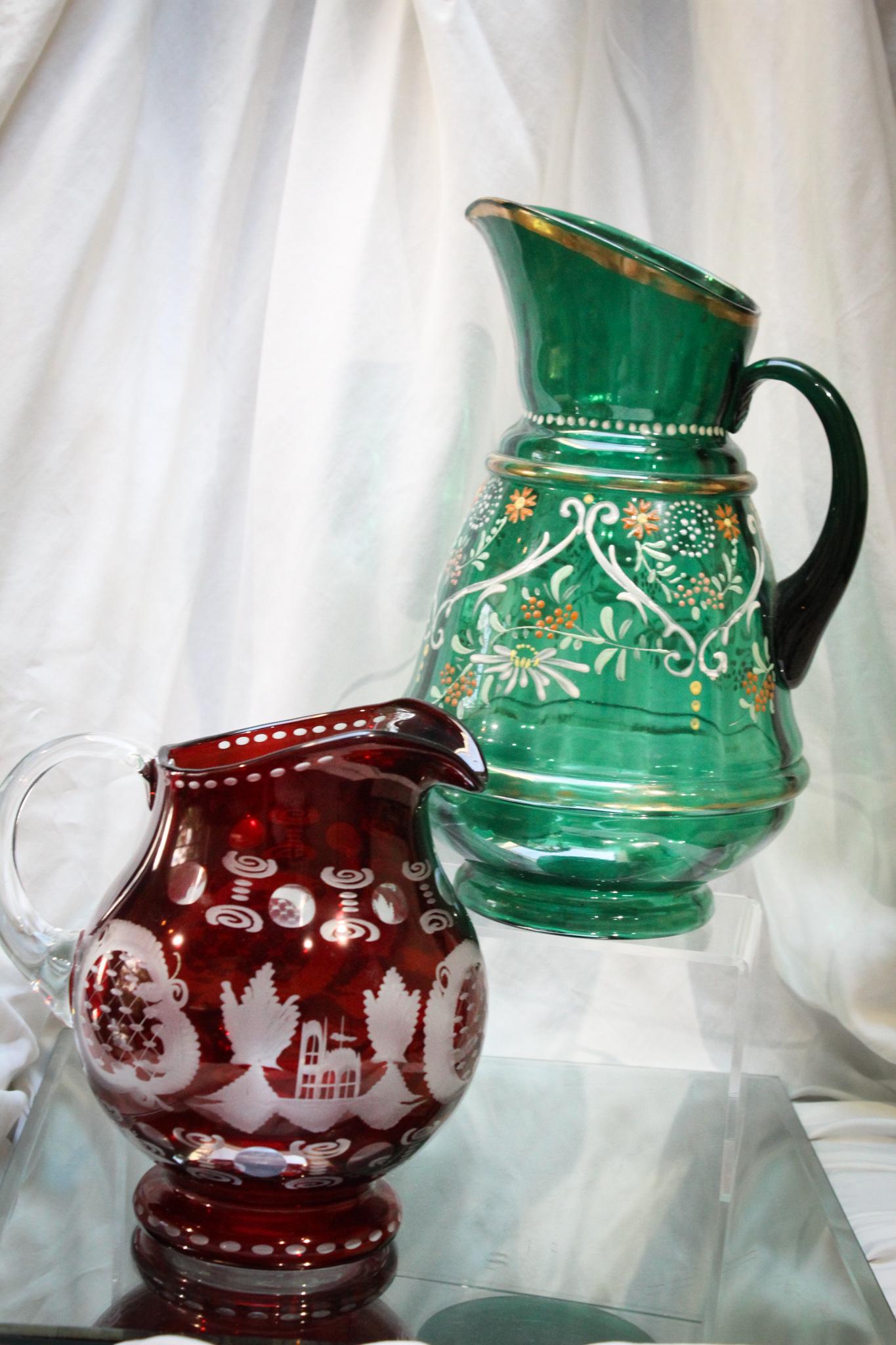 5 pc. Lot Ruby Stained & Victorian Glass Pitchers (1 of 9)