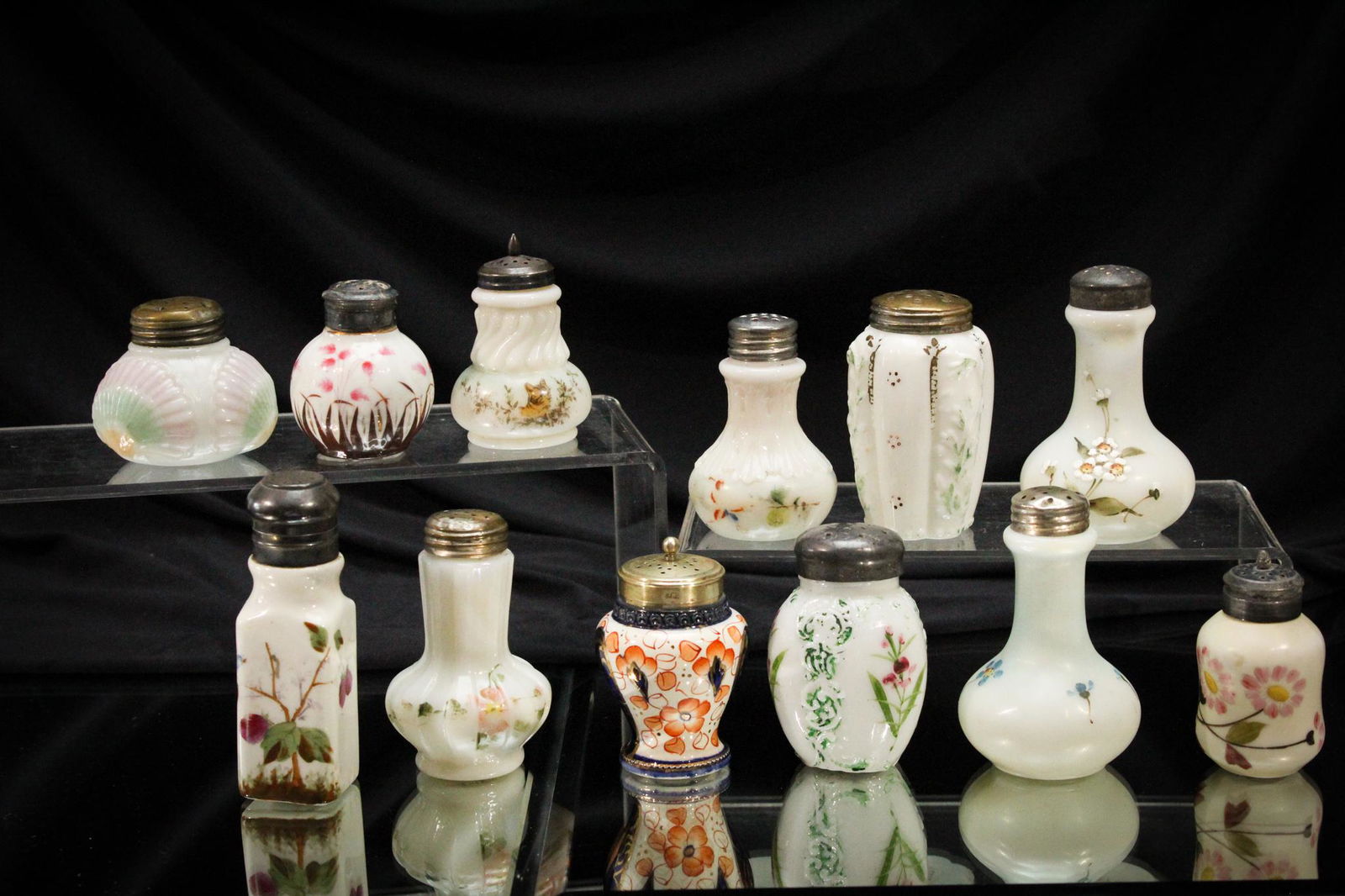 12 pc. Lot Victorian Milk Glass Salt Shakers (1 of 3)
