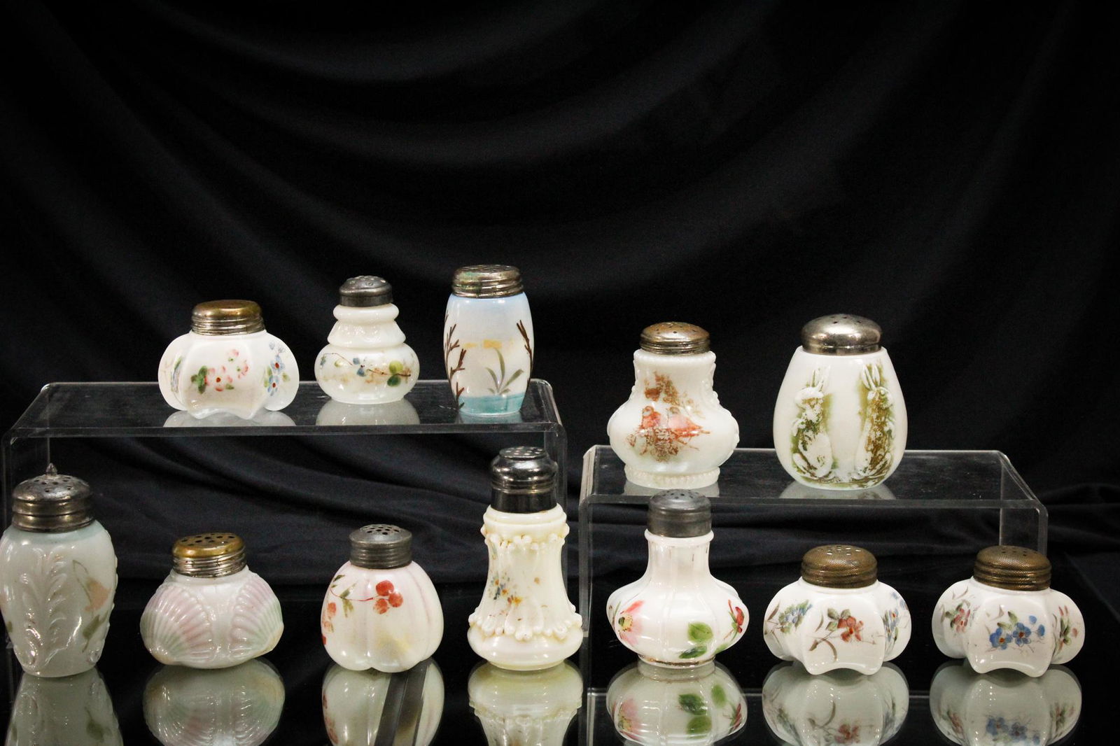 12 pc. Lot Victorian Milk Glass Salt Shakers (1 of 3)