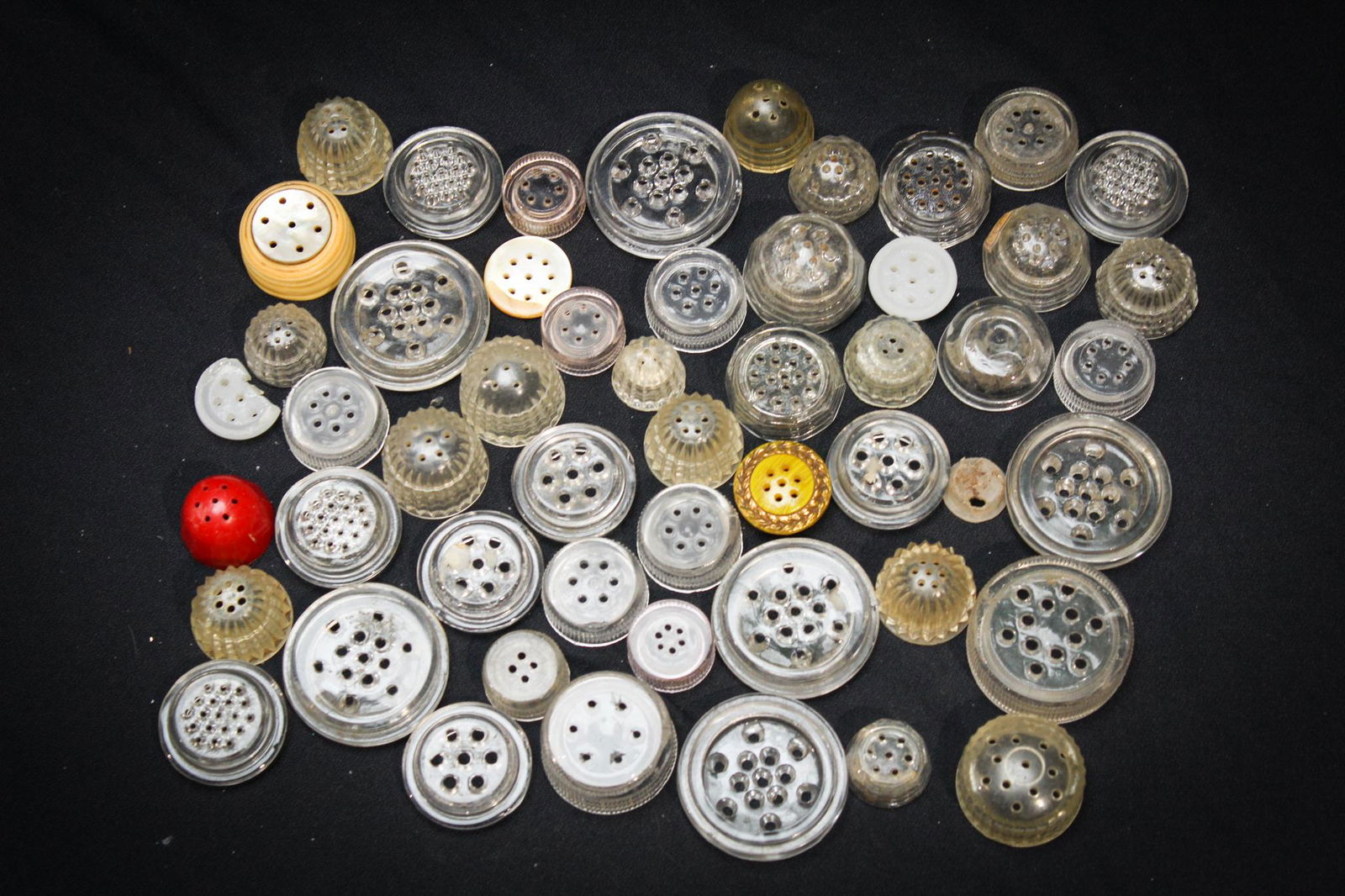52 pc. Mega Magnum Auctions Goody Lot Glass Salt Shaker Lids (1 of 4)
