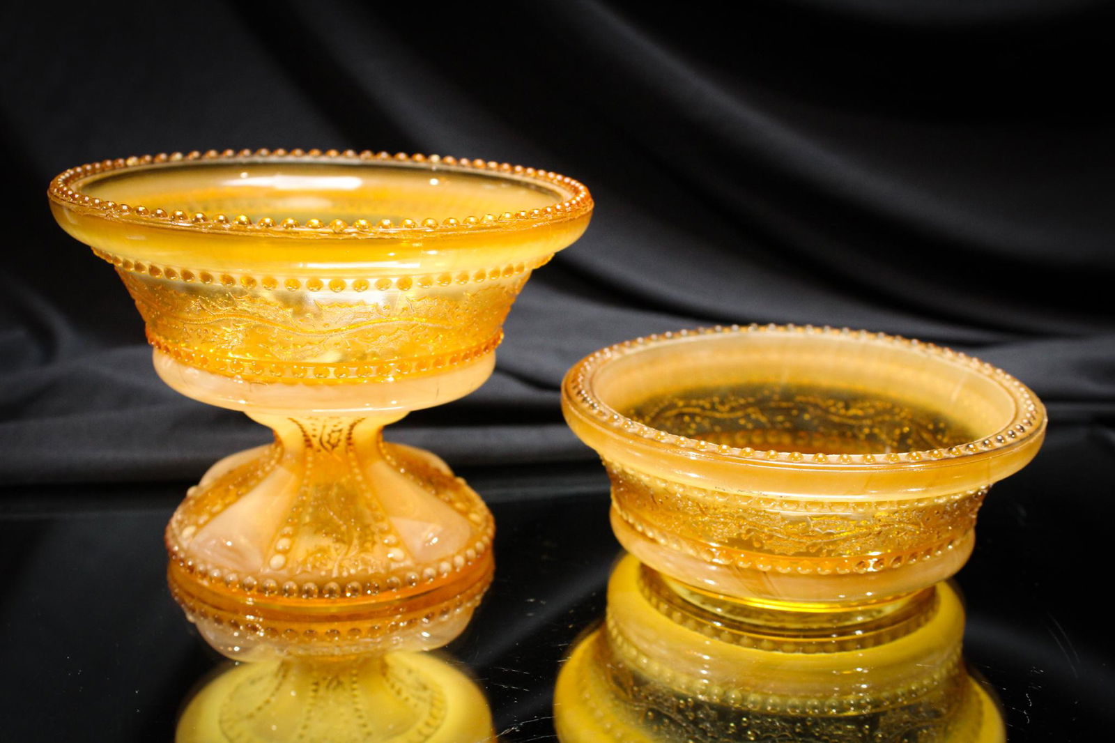 2 pc. Lot Greentown Holly Amber Victorian Glass (1 of 9)