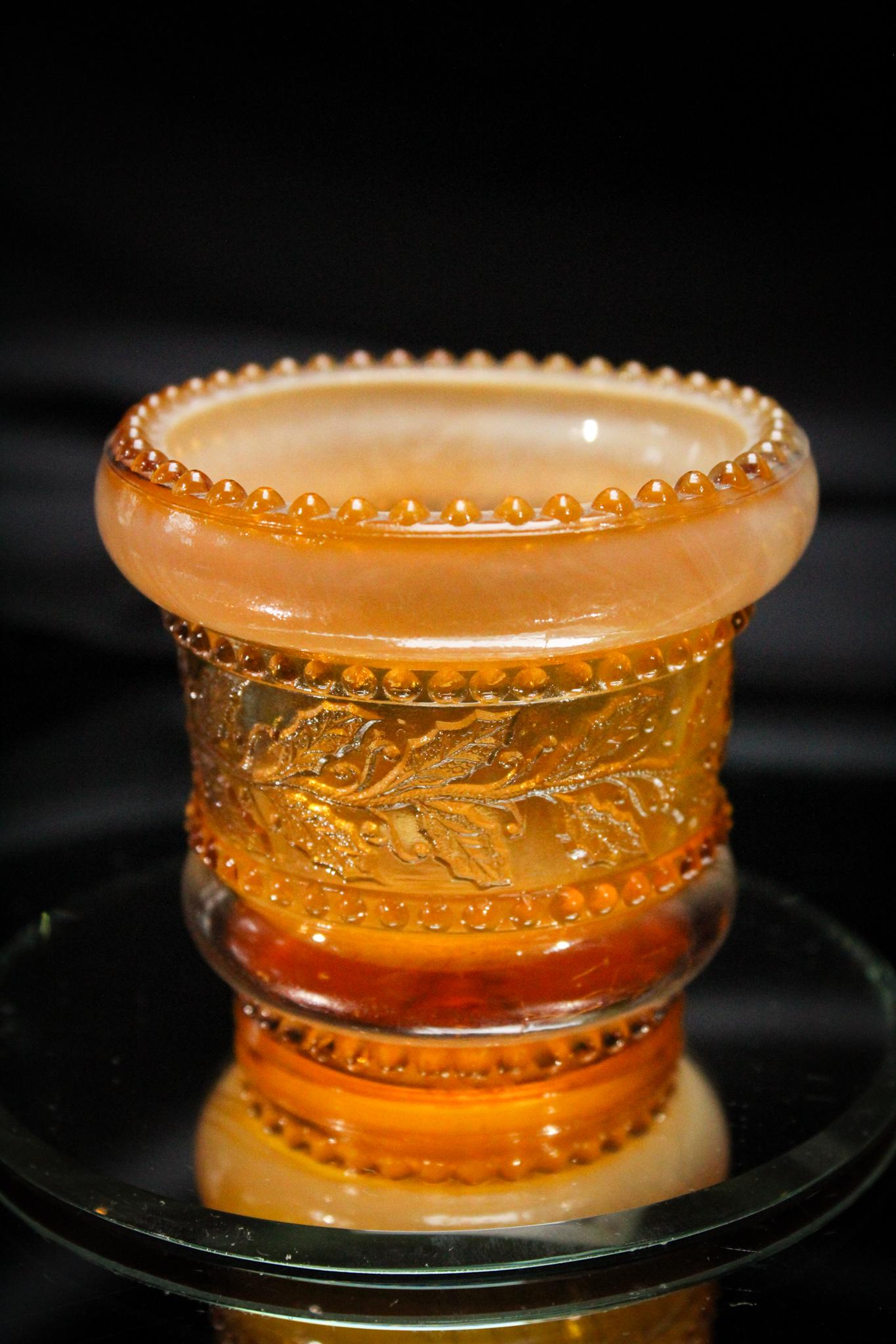 Holly Amber Victorian Glass Greentown Toothpick Holder (1 of 5)
