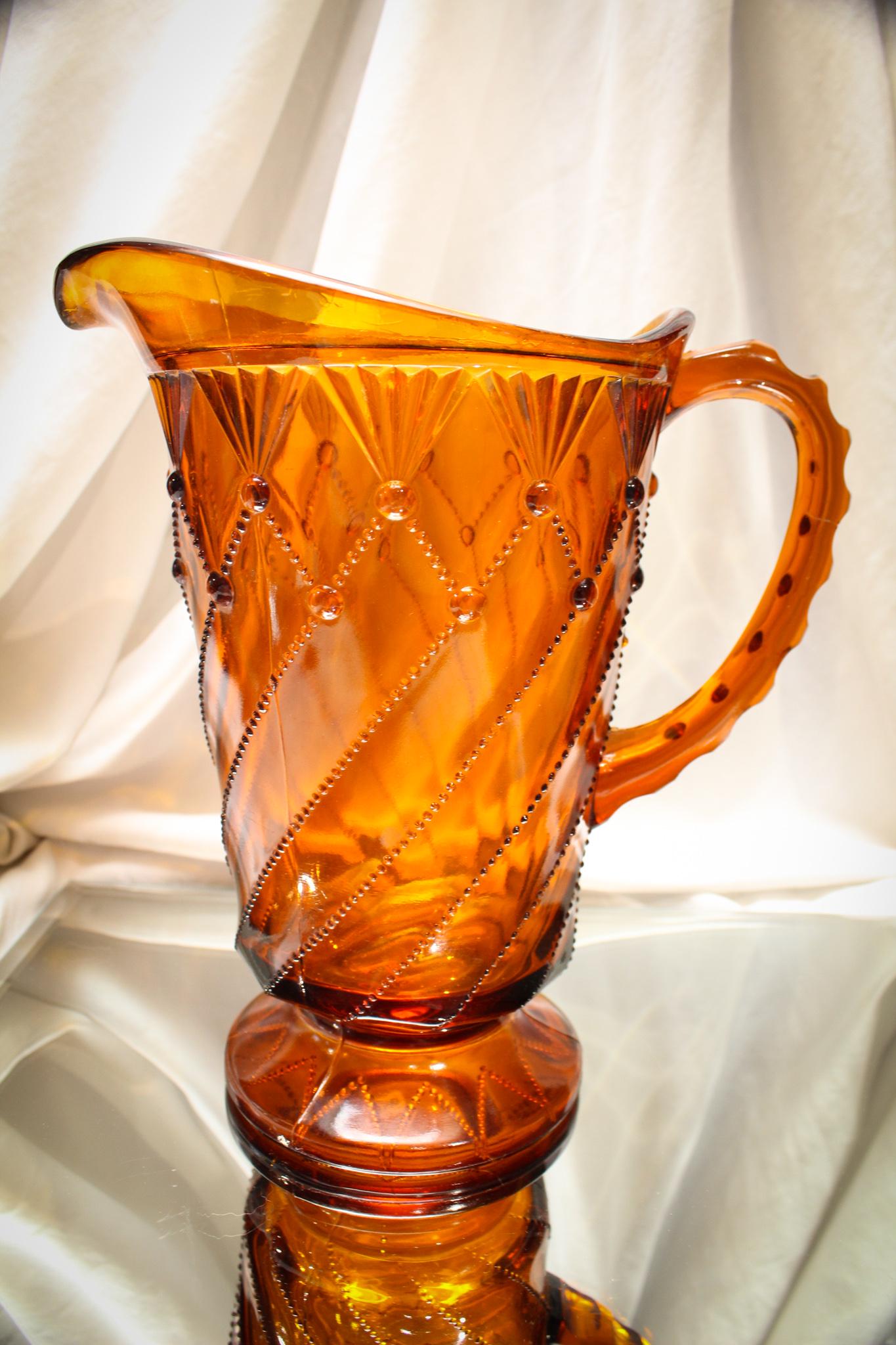 Greentown Victorian Glass Cord Drapery Water Pitcher (1 of 4)