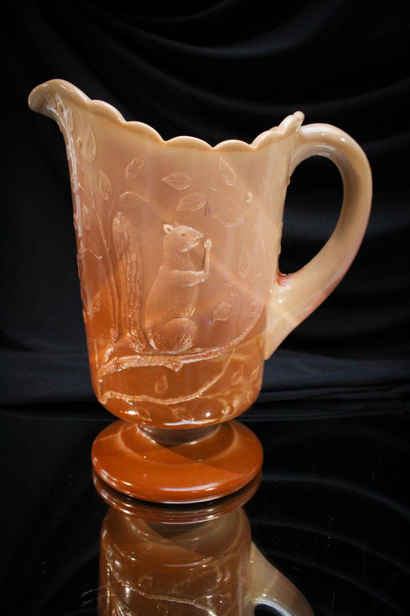 Greentown Victorian Glass Chocolate Squirrel Pitcher (1 of 5)