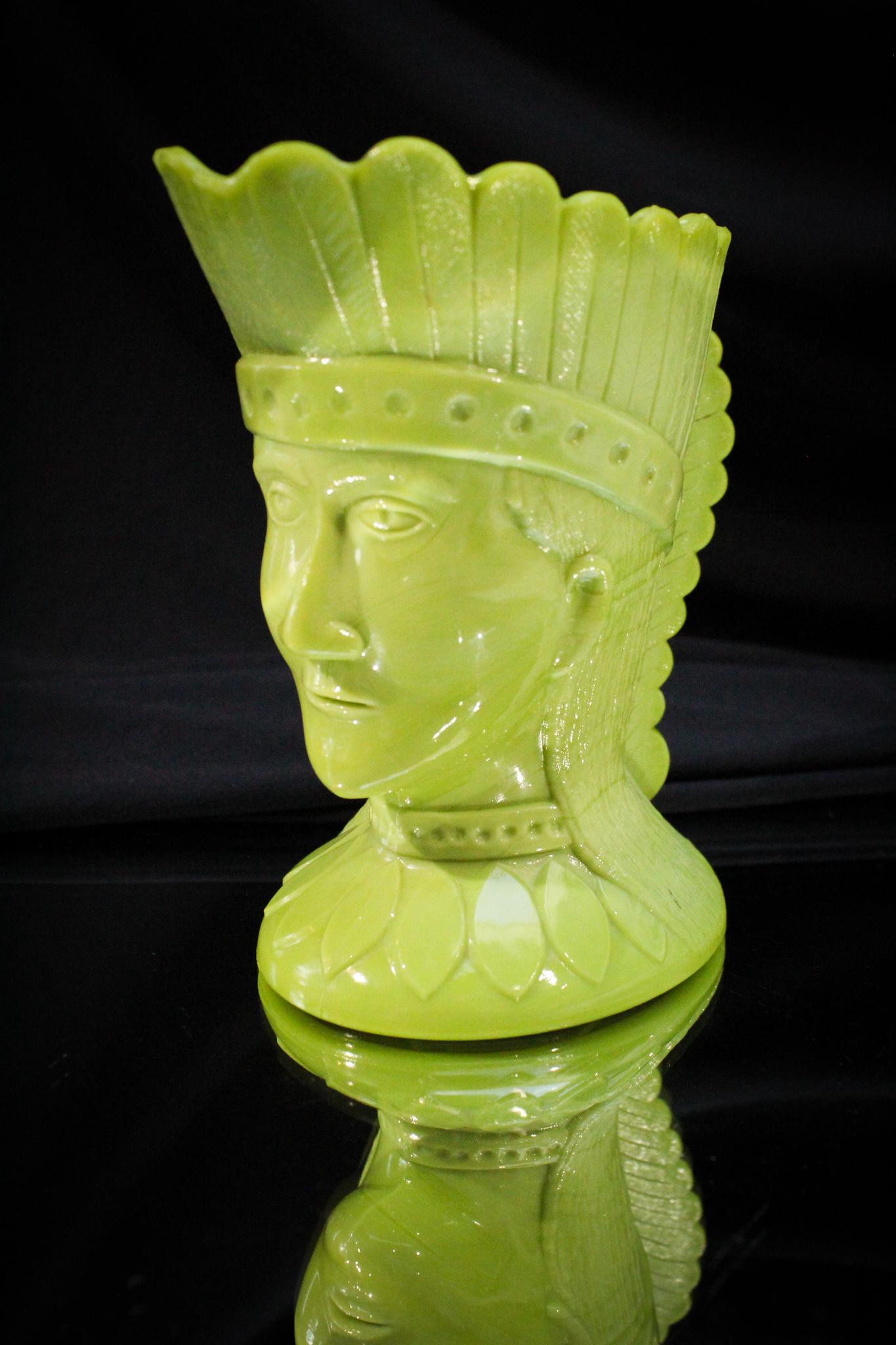 Greentown Victorian Glass Nile Green Indian Head Creamer (1 of 5)