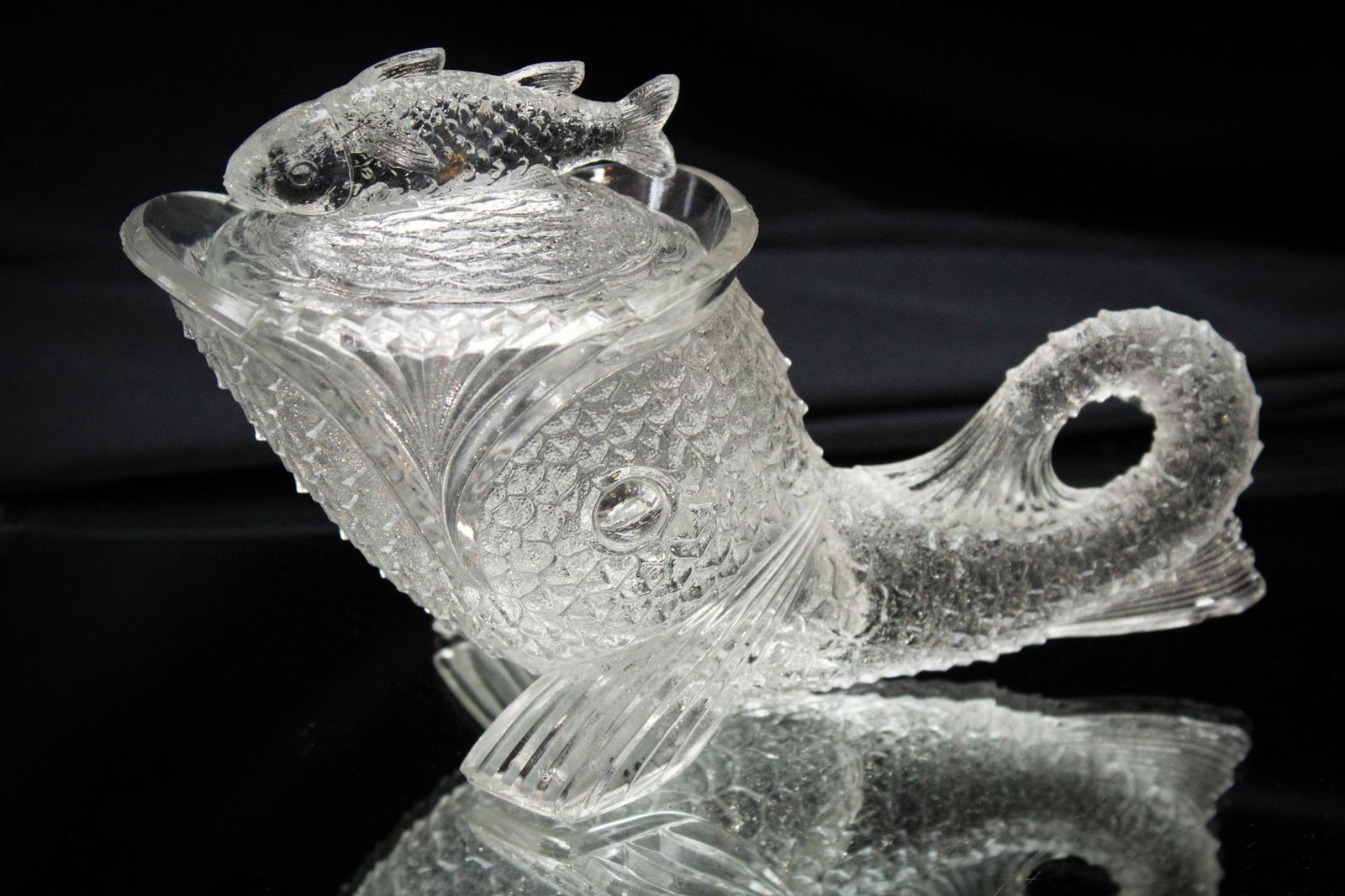 Greentown Novelty Victorian Glass Clear Dolphin (1 of 6)