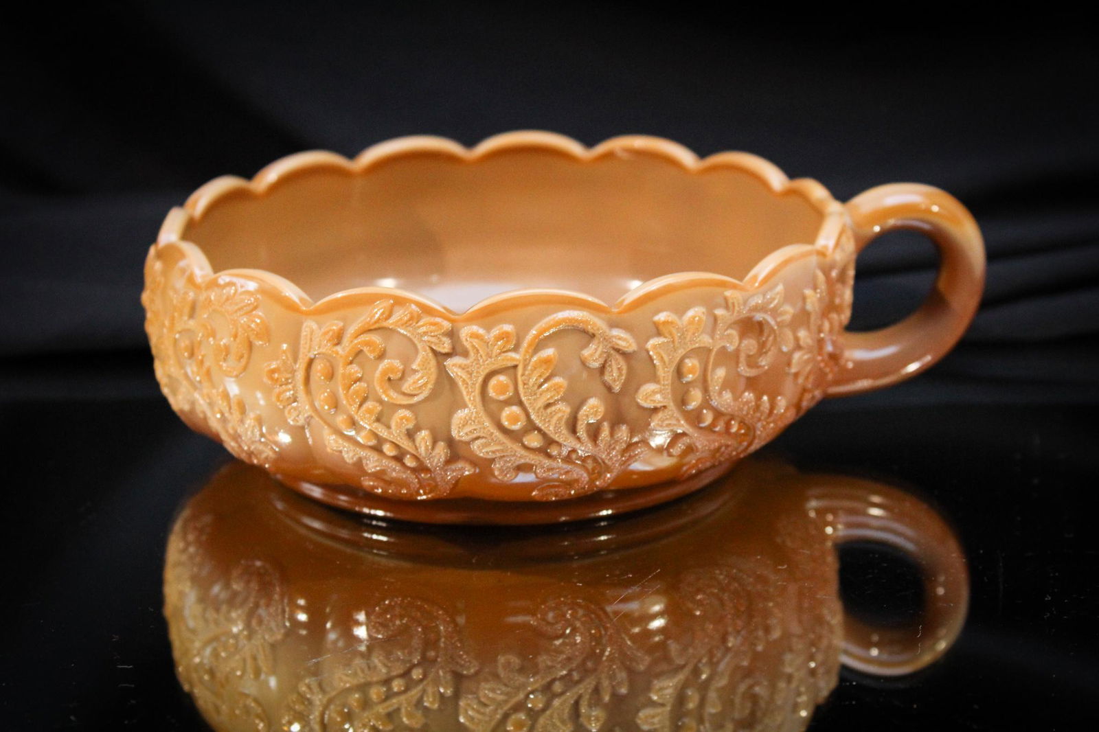 McKee Chocolate Victorian Glass Chrysanthemum Leaf Nappy (1 of 6)