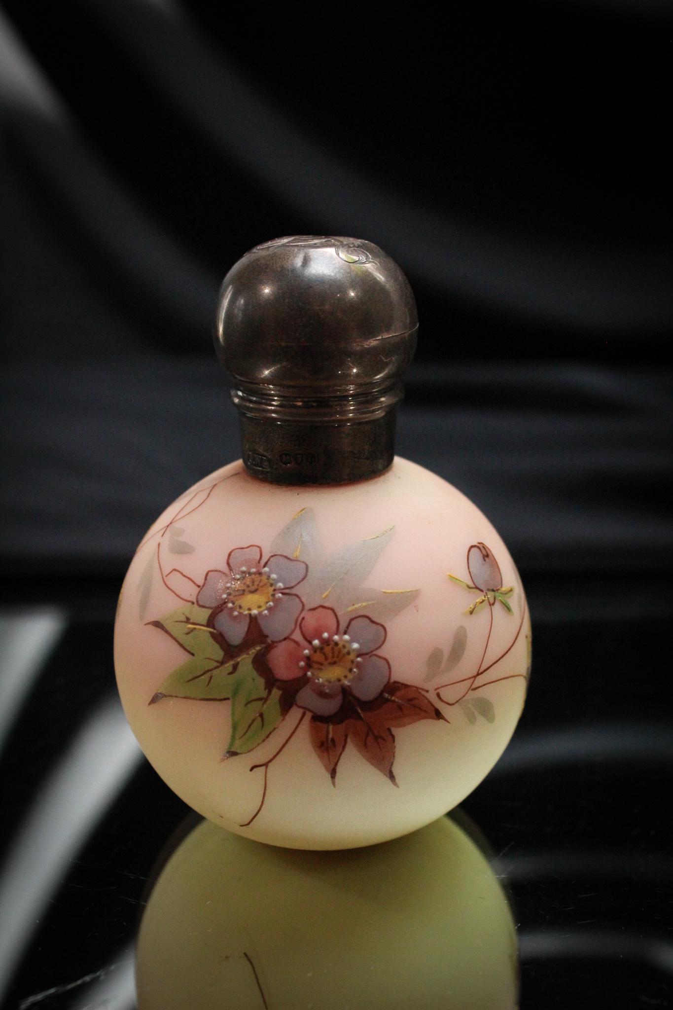 Webb Victorian Burmese Glass Decorated small Perfume (1 of 5)