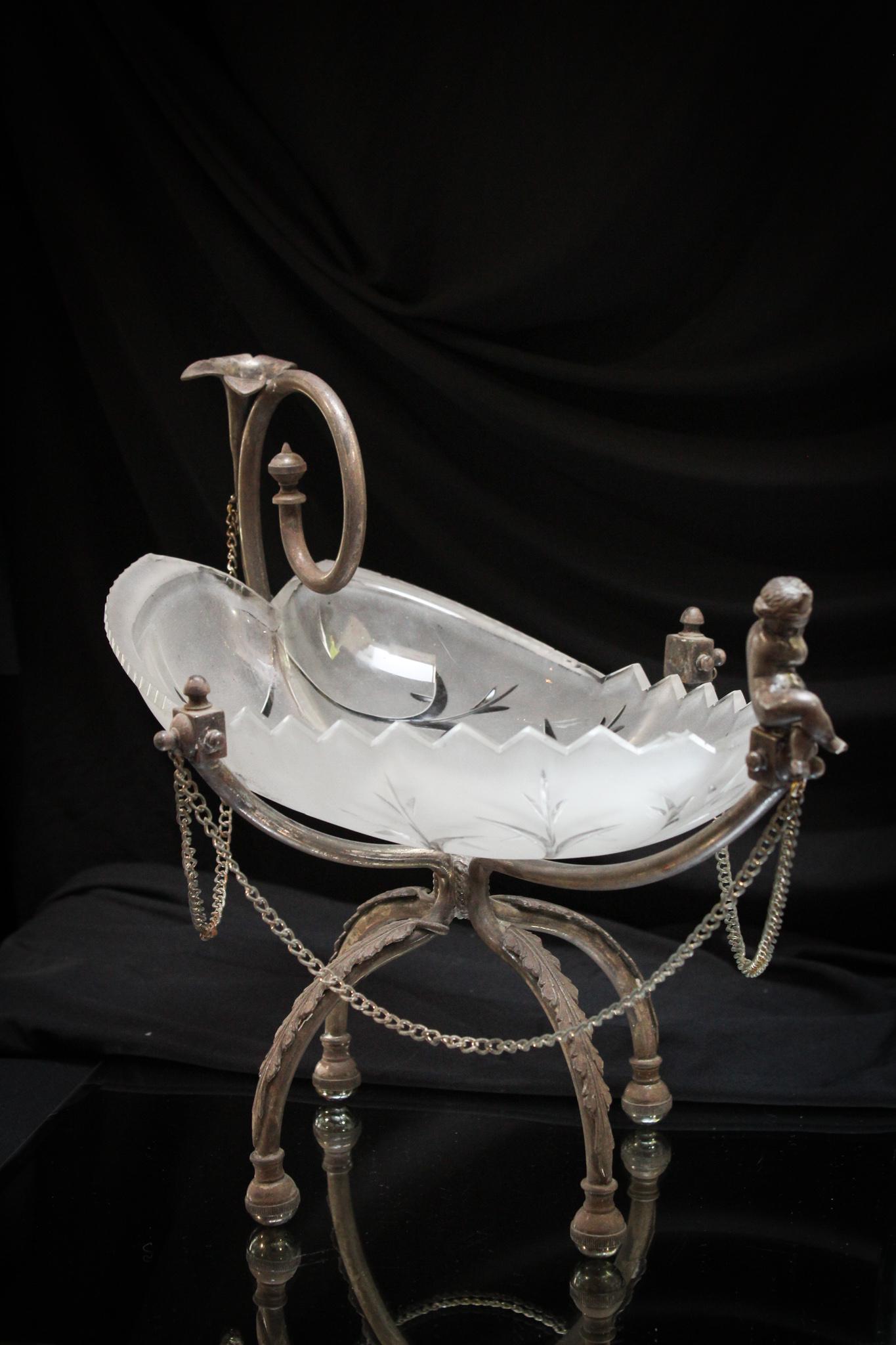 Victorian Glass Cherub Silverplate Centerpiece (1 of 11)