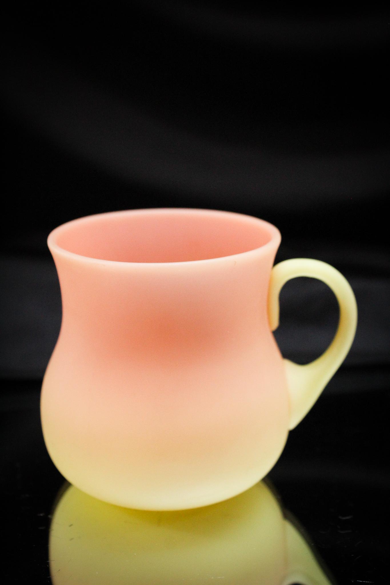 Mt. Washington Burmese Victorian Glass Custard Cup: The Victorian's sure had a thing for their custard cups didn't they? This lovely by the Mt. Washington glass company is a classic example. Measures 2 3/4" tall.