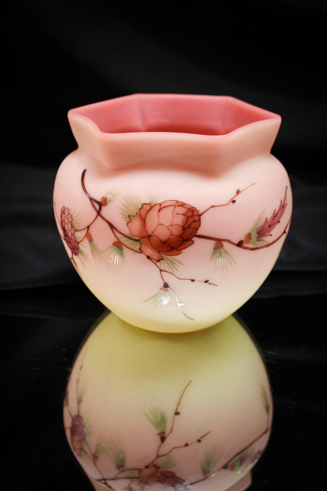 Webb Burmese Victorian Glass Pinecone Vase (1 of 5)