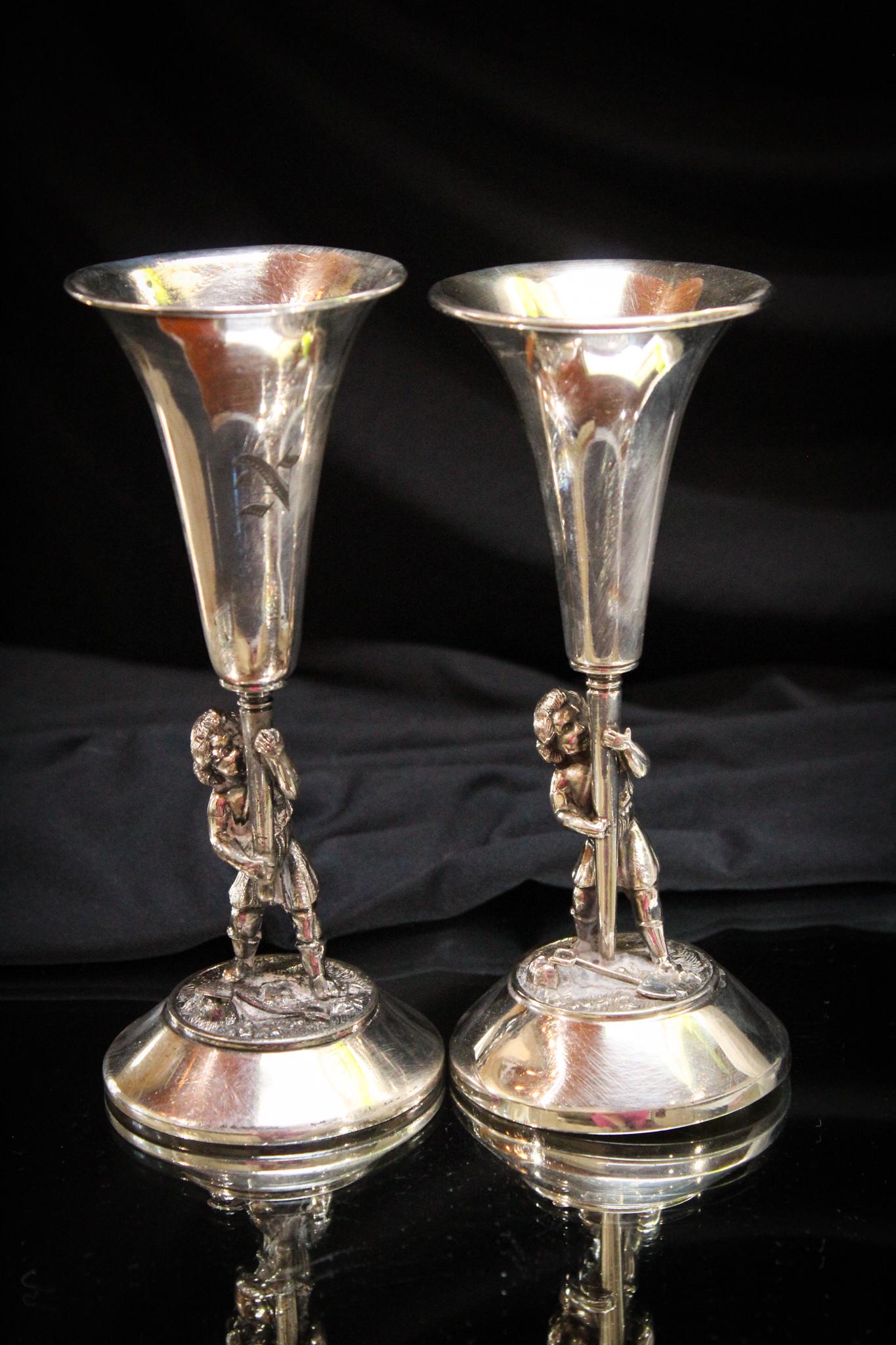 Pr. Victorian Middletown Silverplate Figural Vases (1 of 7)