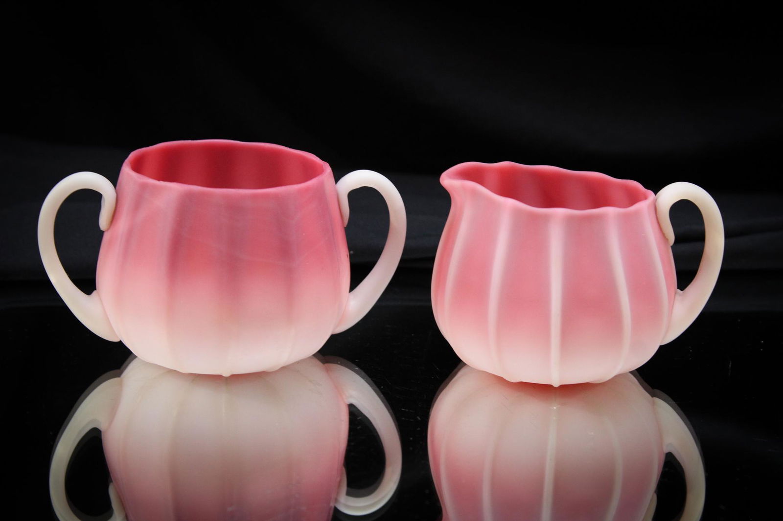 New England Peachblow Victorian Glass Creamer & Sugar (1 of 5)