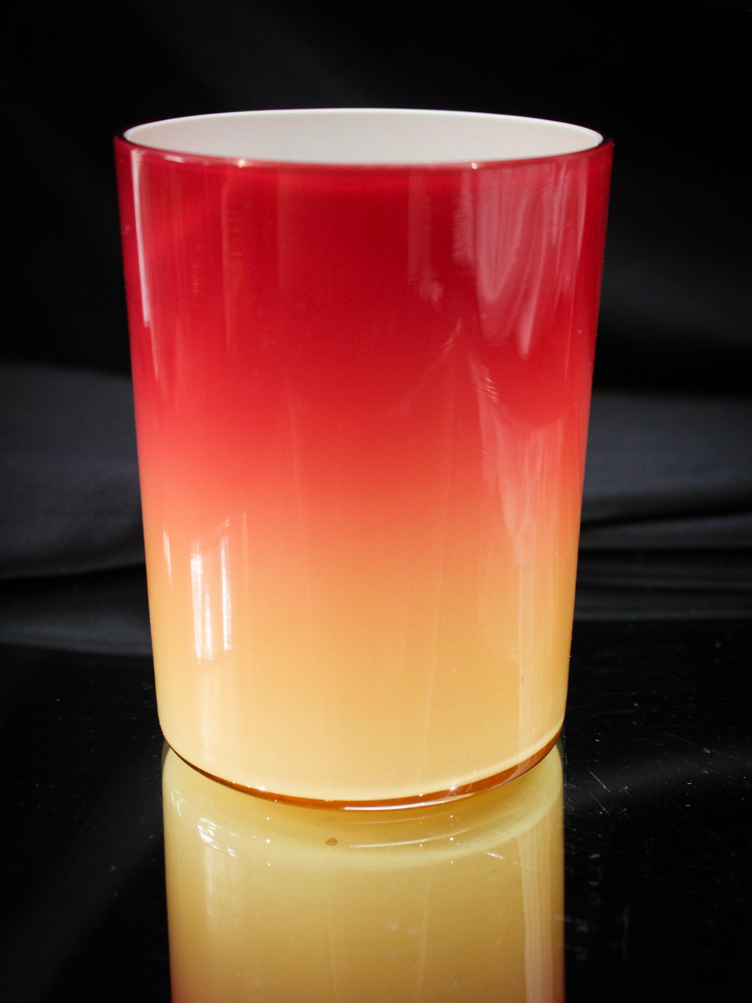 Wheeling Peachblow Victorian Glass Tumbler: Super color on this Wheeling Peachblow Victorian glass tumbler. Choice piece. This measures 3 3/4". Nice