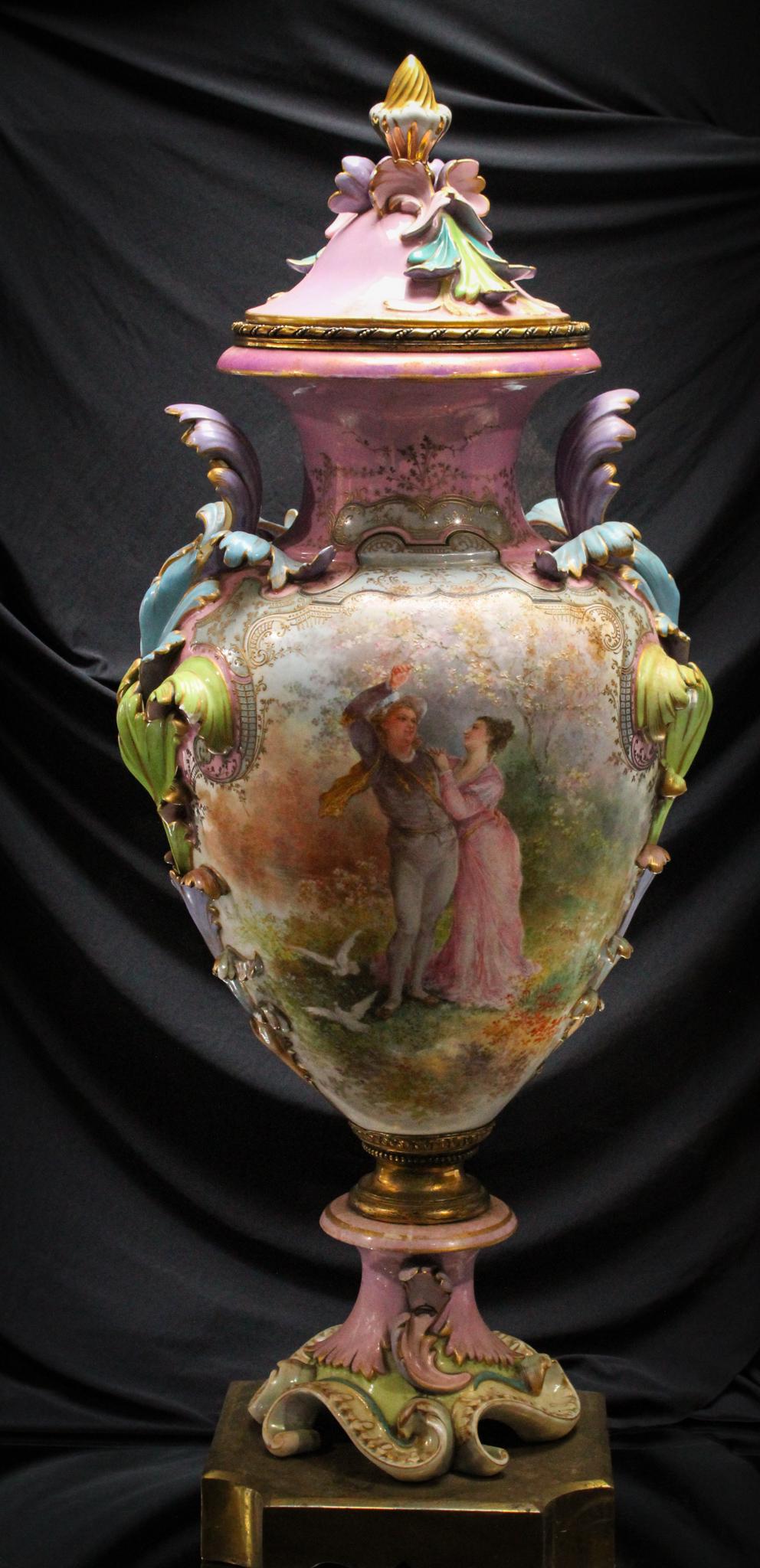 Massive Sevres France Porcelain Hand Painted Artist signed 37" Palace Urn (1 of 20)