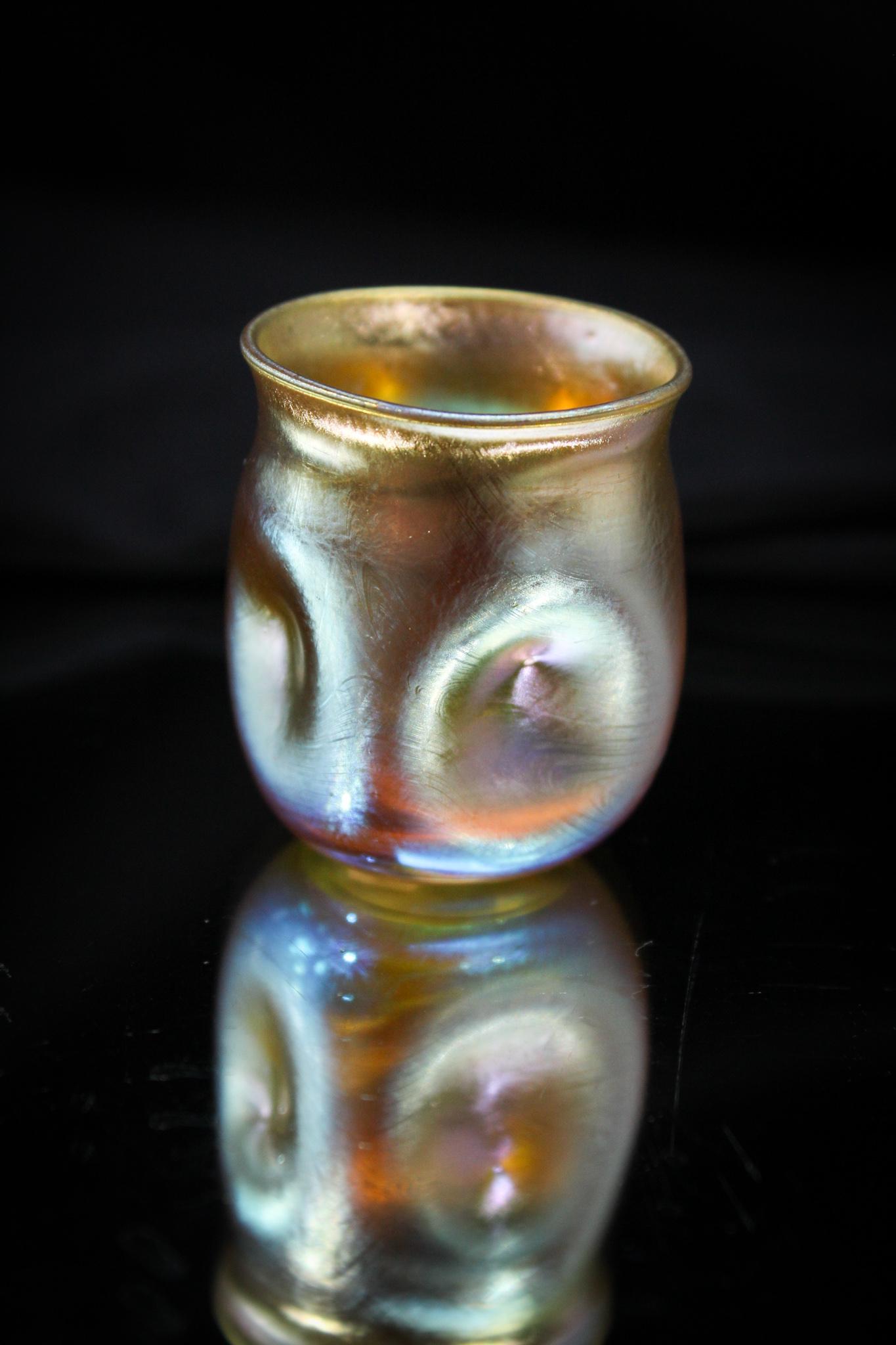 Tiffany Gold Favrille Glass signed Toothpick Holder (1 of 5)