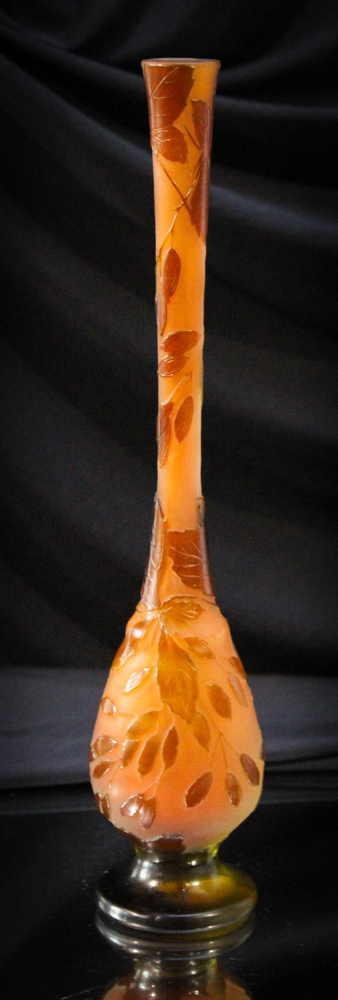Galle' French Cameo Glass 12" Stick Vase (1 of 9)
