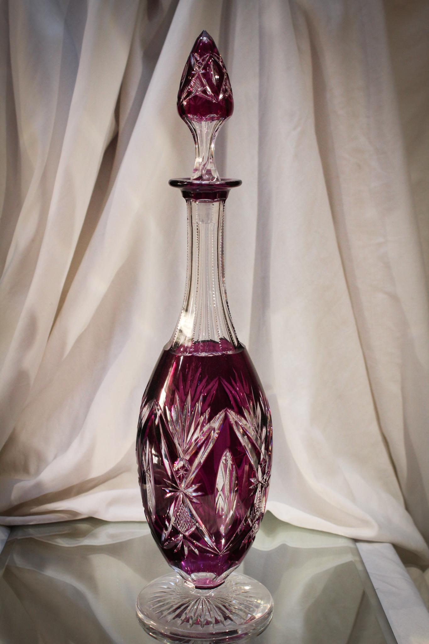 Val St. Lambert 17" Amythest to Clear Glass Decanter (1 of 7)