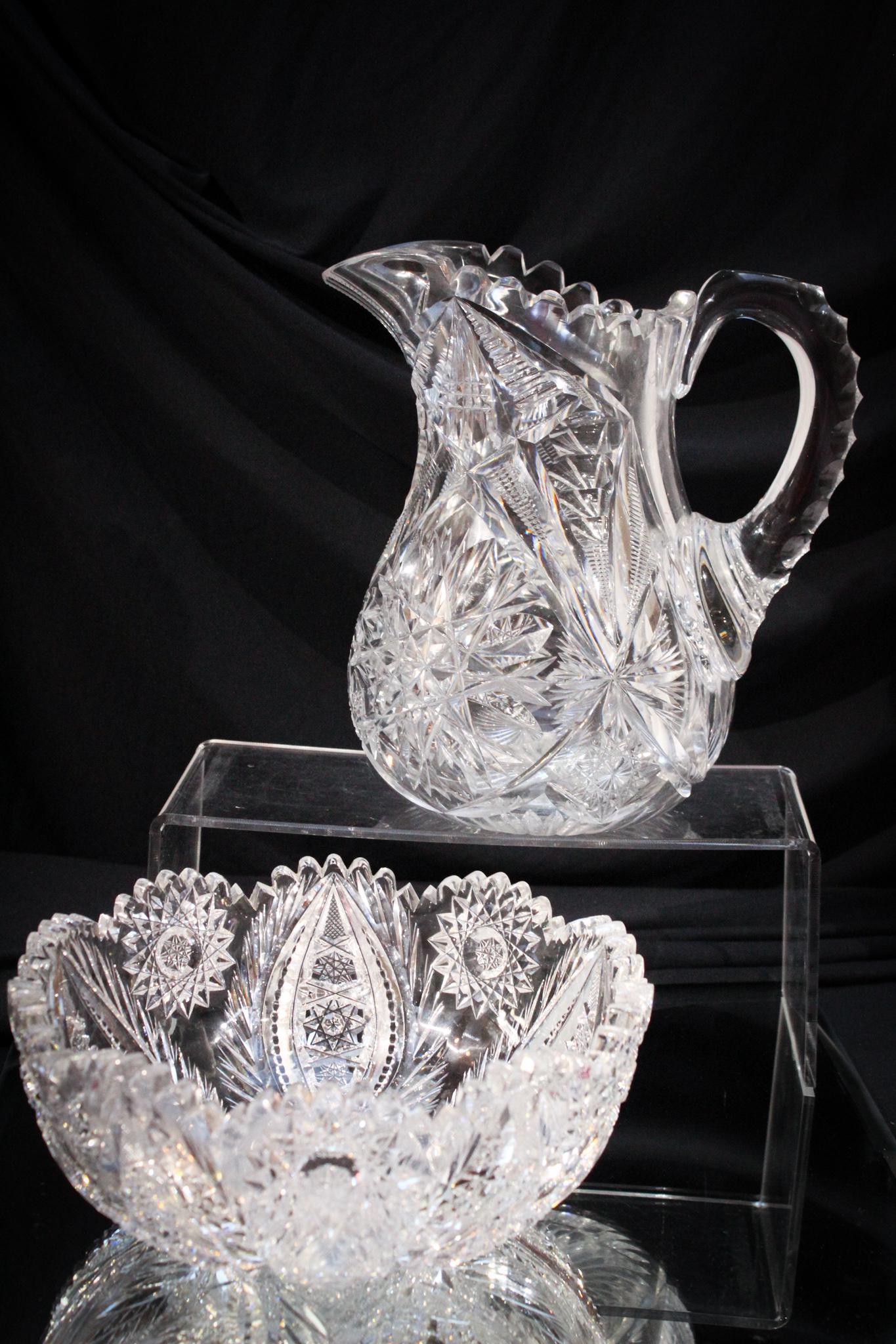 2 pc. Lot ABCG Brilliant Cut Glass Pitcher & Bowl (1 of 10)