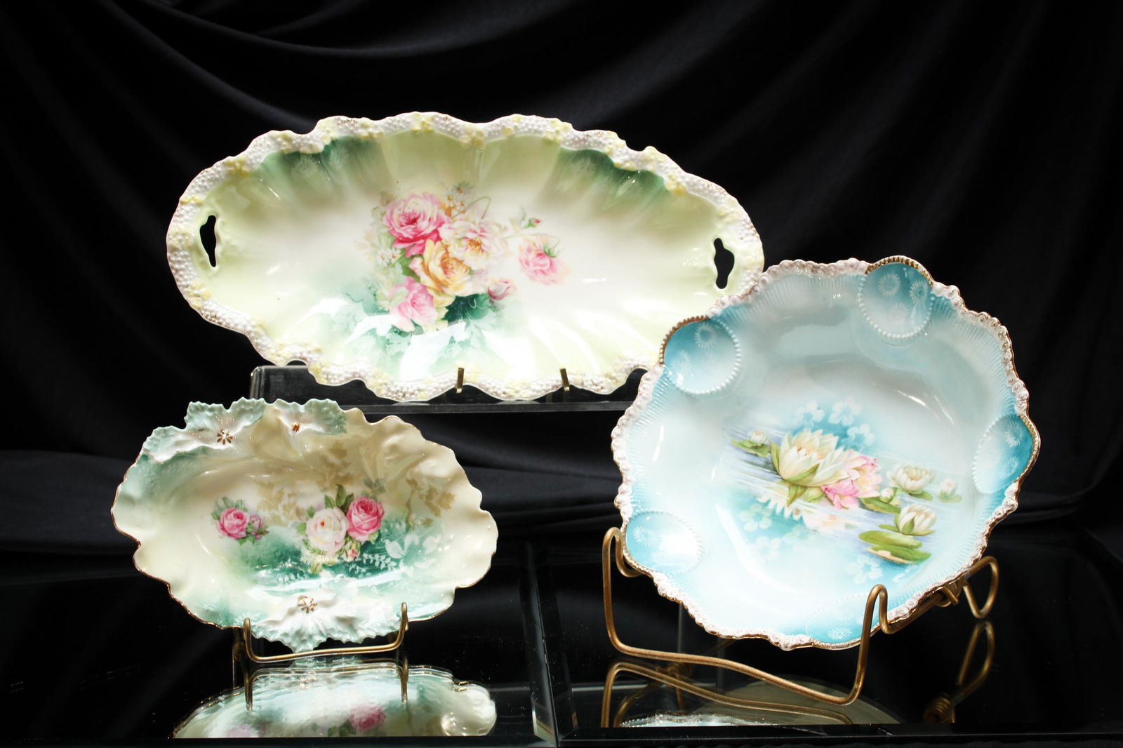 3 pc. Lot RS Prussia Porcelain Teapot Cup Saucer Hair Receiver (1 of 7)