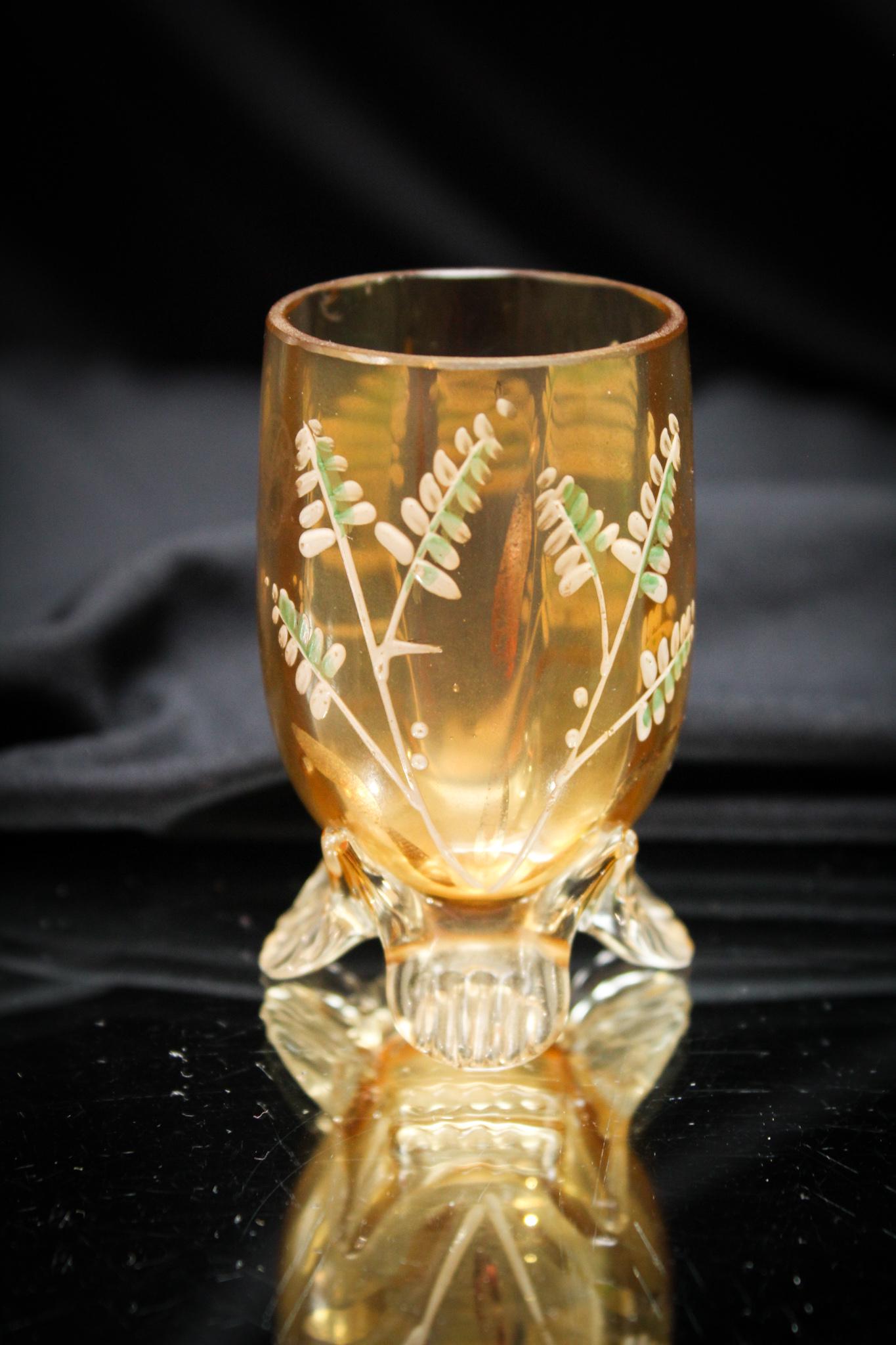 Bohemian Amber Enameled Victorian Toothpick Holder (1 of 3)