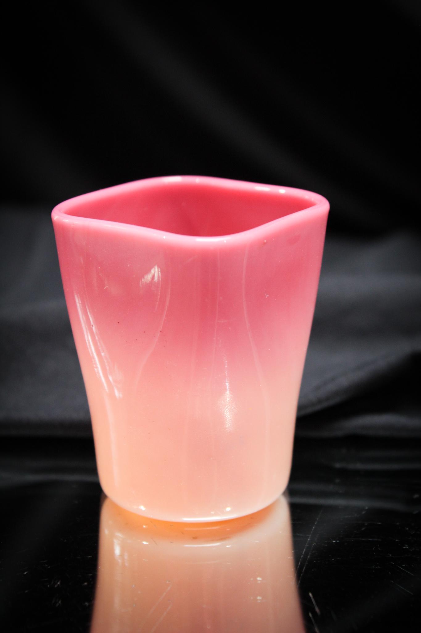 New England Peachblow Victorian Glass Toothpick Holder: Another fine example of New England Peachblow glass. Great color! Measures 2 1/2" tall.
