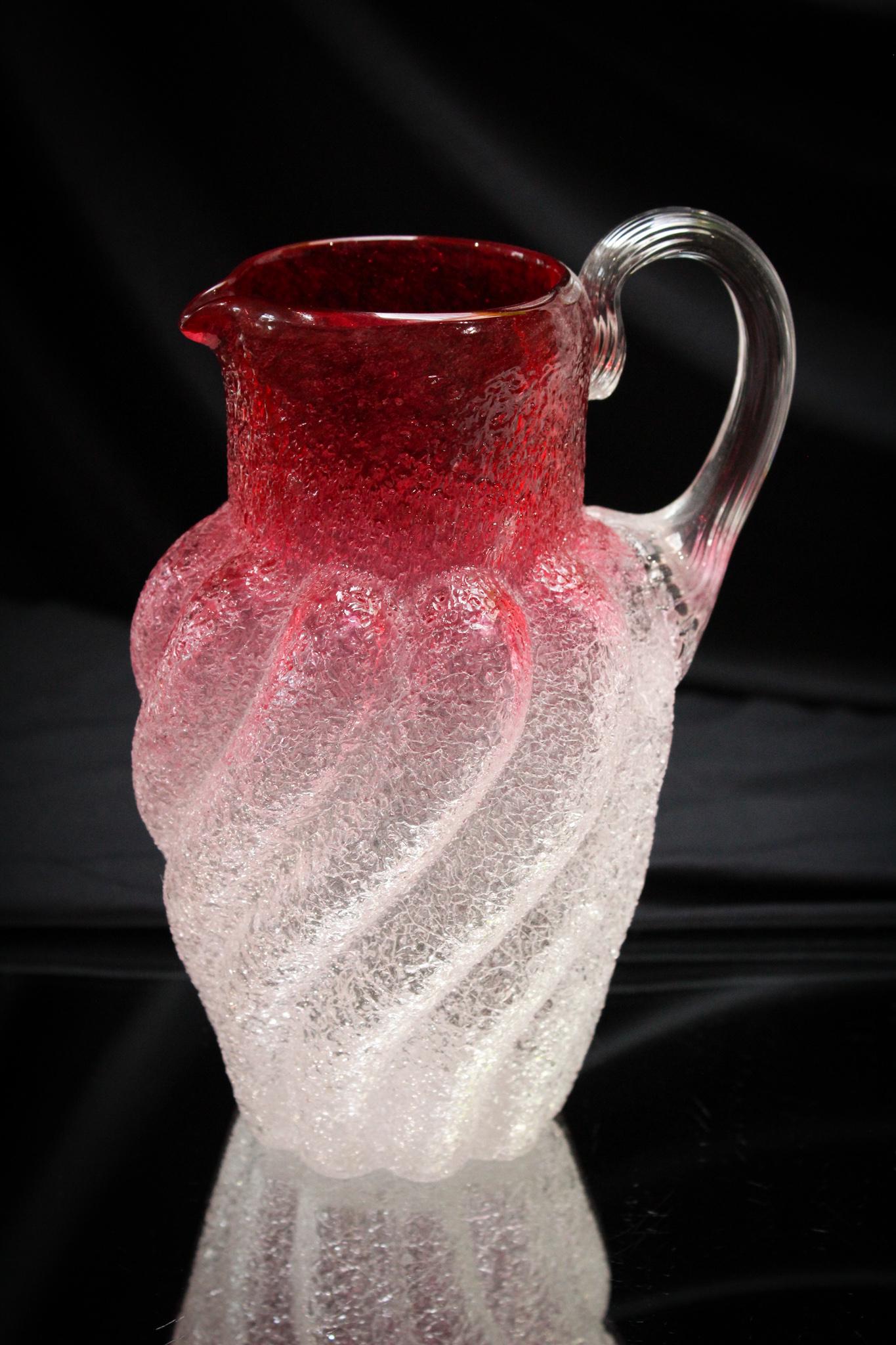 Phoenix Victorian Glass Cranberry Overshot Pitcher (1 of 5)
