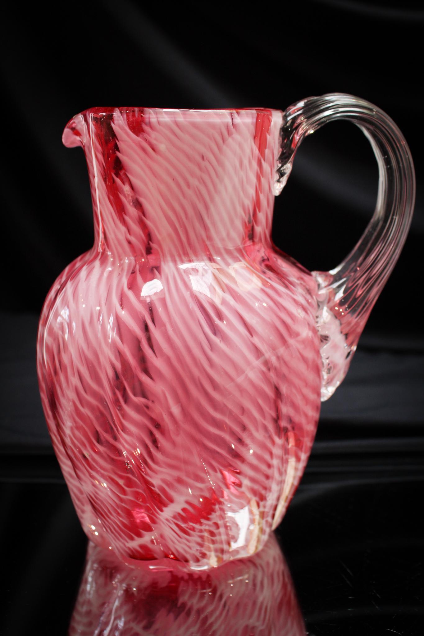 Phoenix Victorian Cranberry Splatter Twist Mold Milk Pitcher (1 of 5)