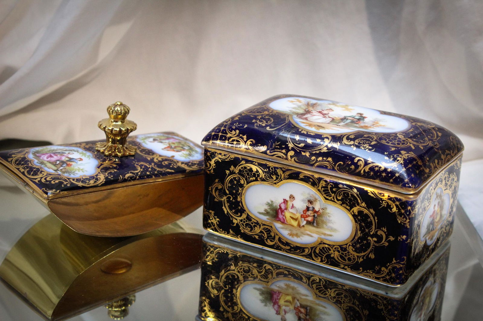 2 pc. Lot Dreden Porcelain Box & Ink Blotter (1 of 9)