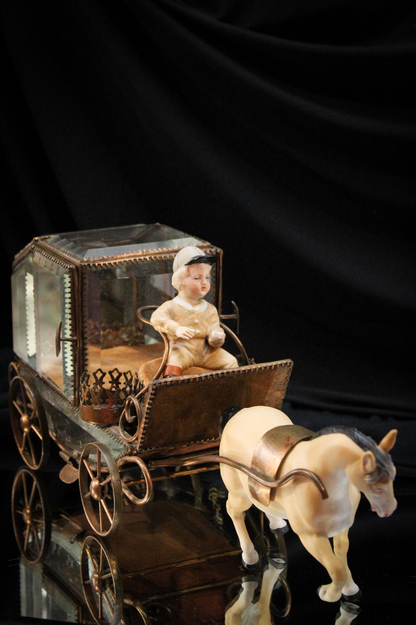 Monumental 15" Horse & Carriage Jewelry Casket w/ Bisque (1 of 12)
