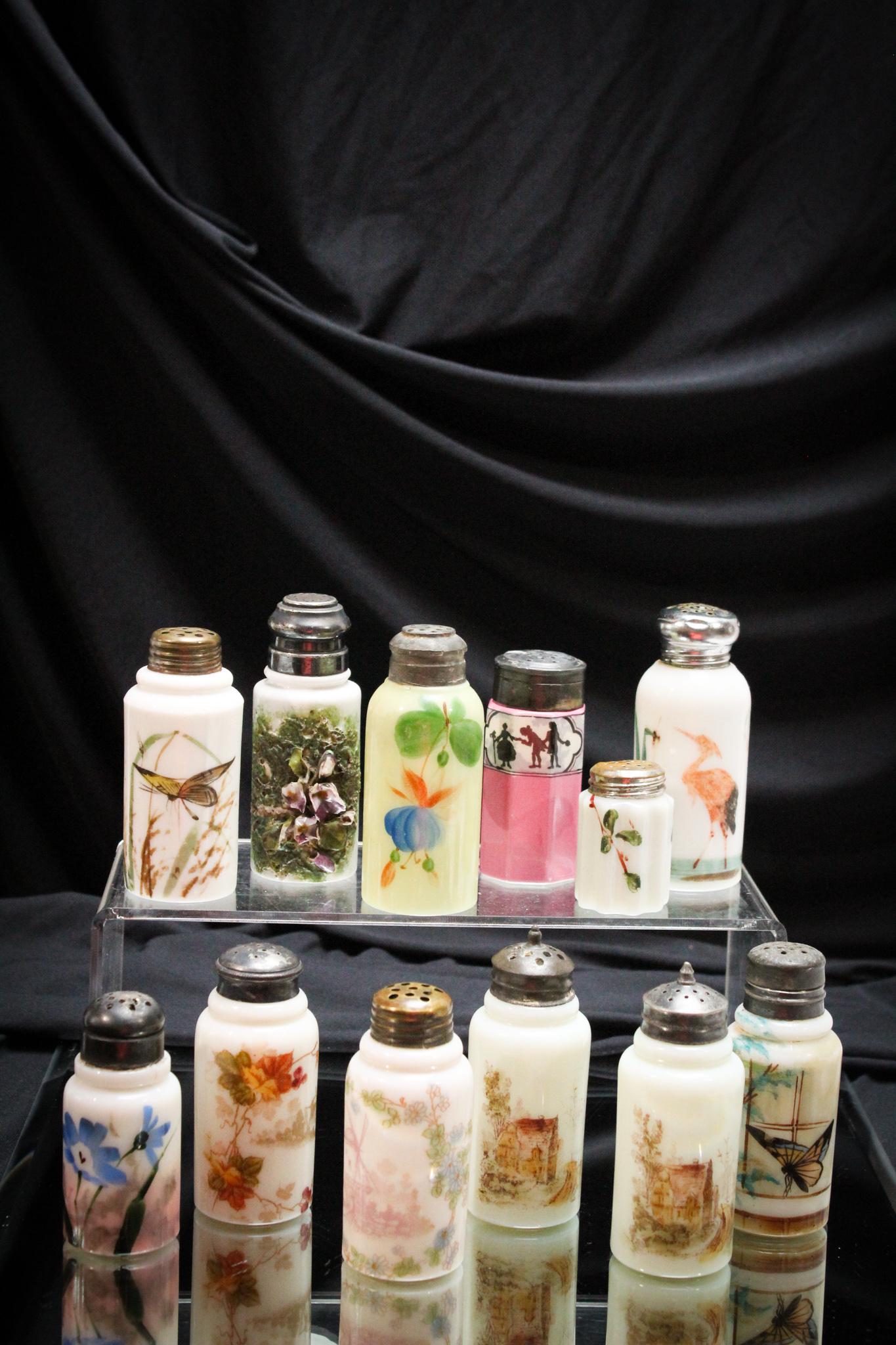 12 pc. Lot Victorian Cylinder Decorated Salt Shakers (1 of 3)