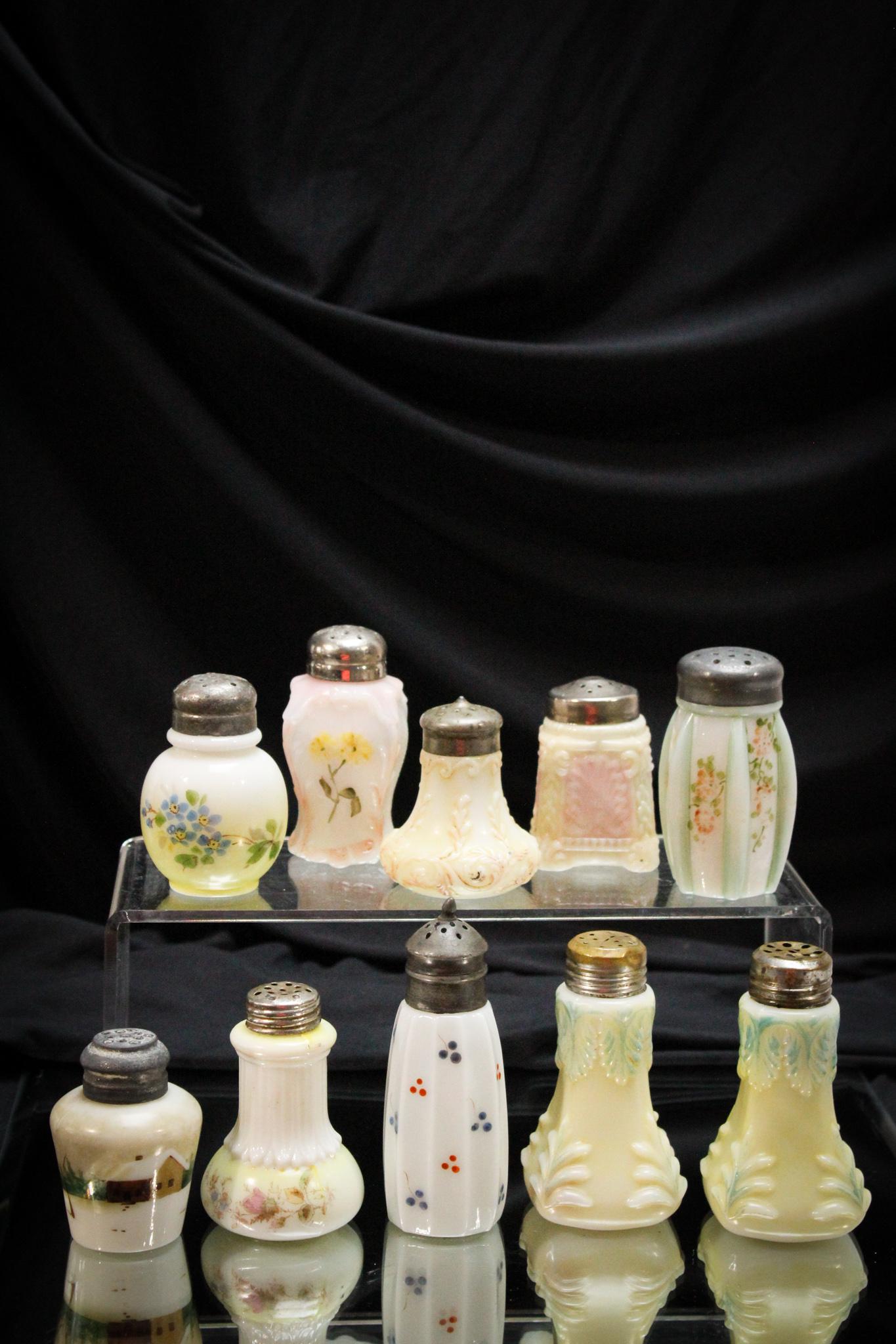 10 pc. Lot Victorian Opal Glass Salt Shakers (1 of 2)