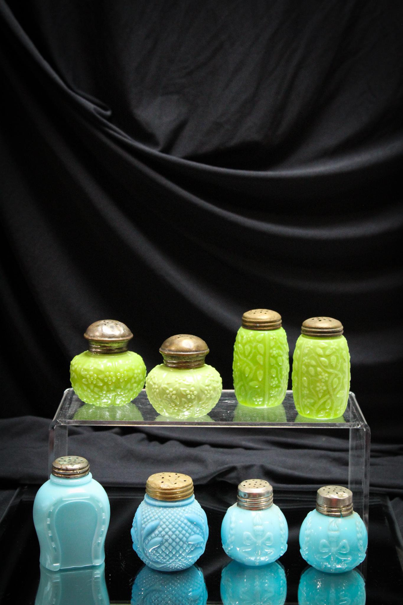 8 pc. Lot Victorian Blue & Green Salt Shakers (1 of 3)