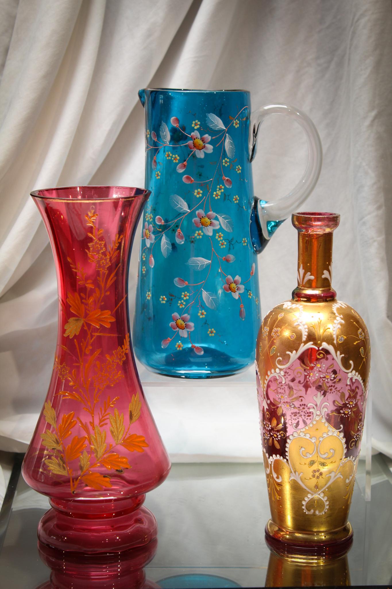 3 pc. Lot Victorian Bohemian Art Glass (1 of 10)