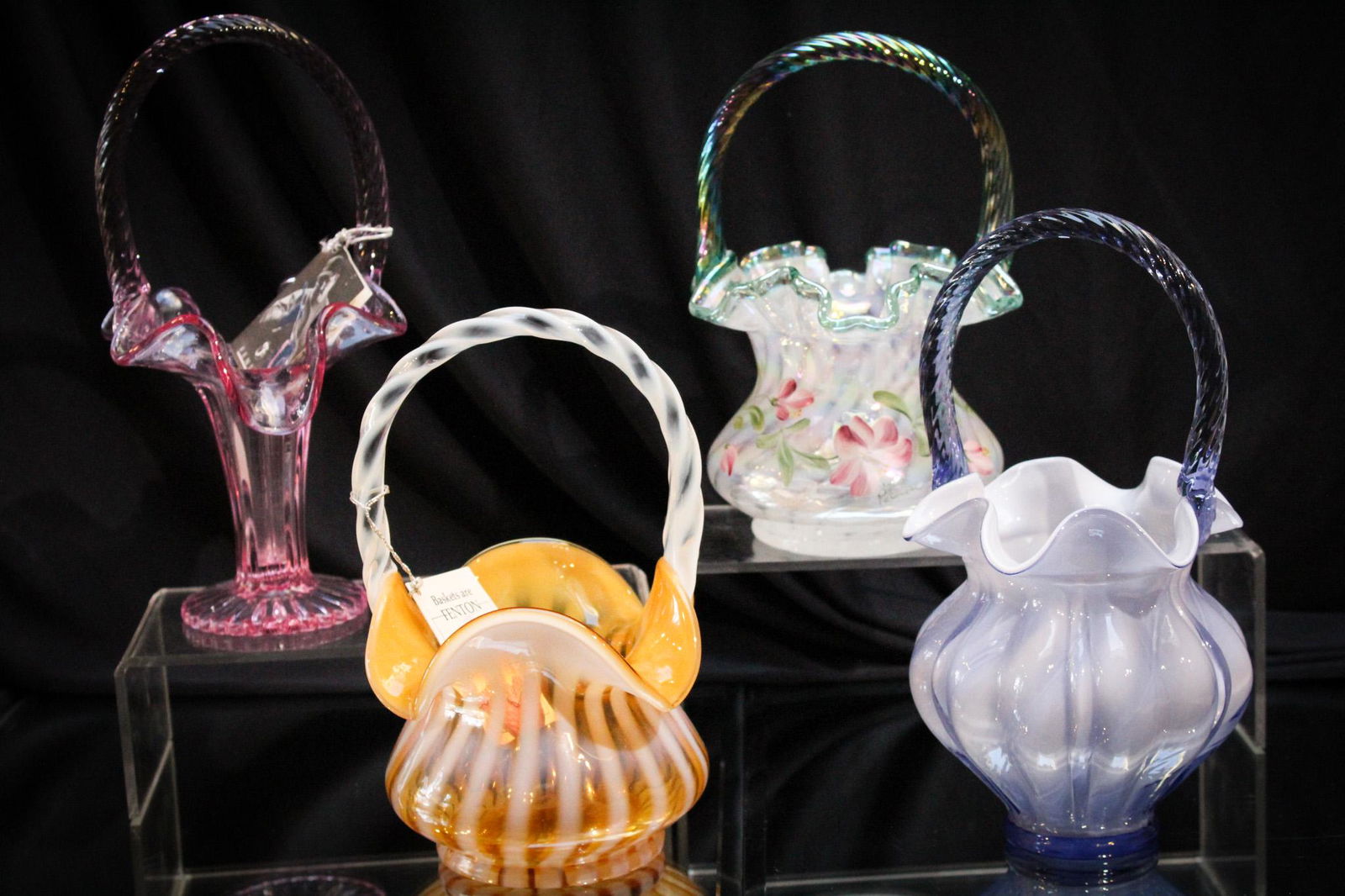 4 pc Lot Fenton Art Glass Basket Assortment (1 of 12)