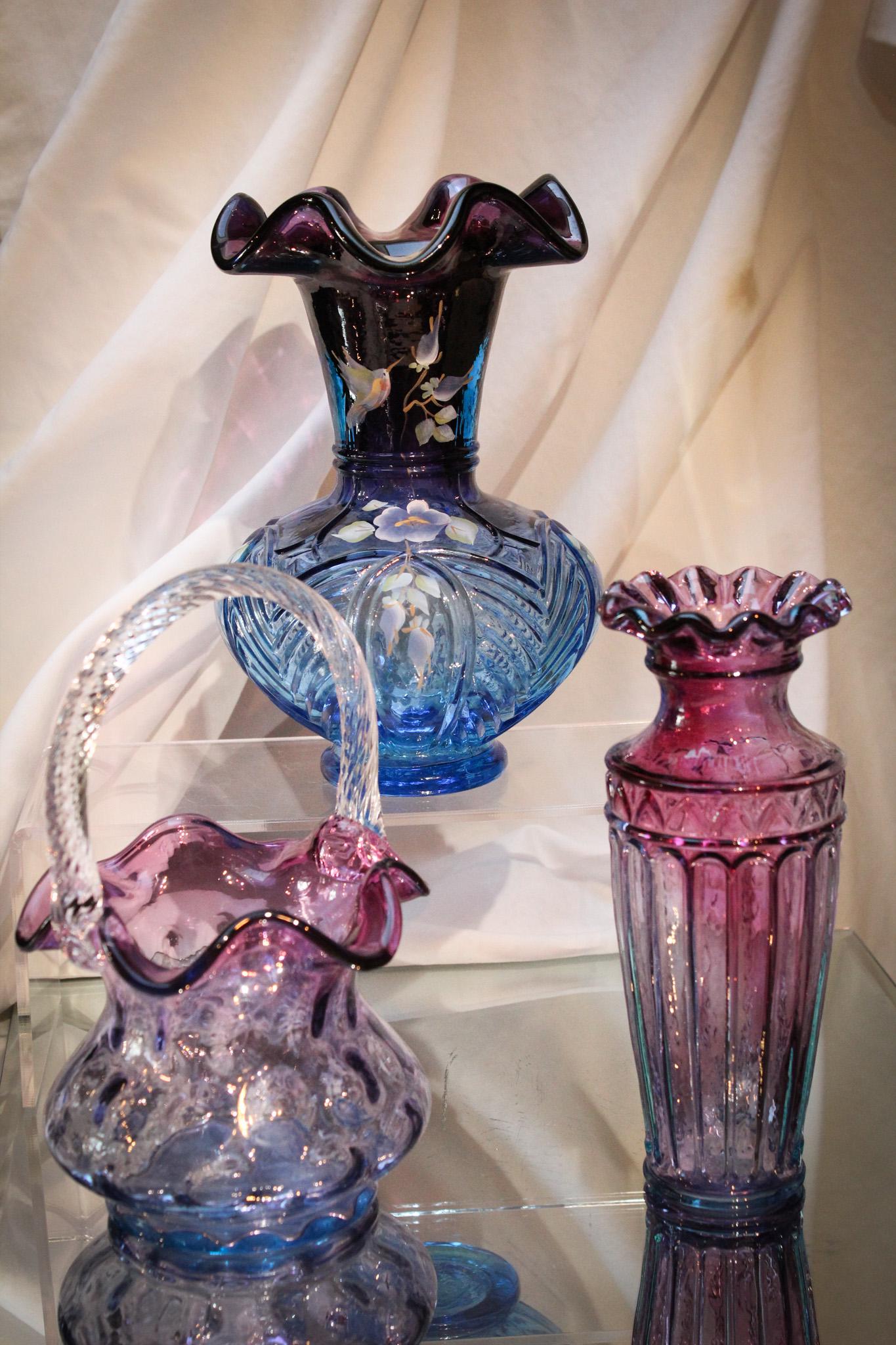 3 pc Lot Fenton Art Glass Mulberry incl Decorated (1 of 8)