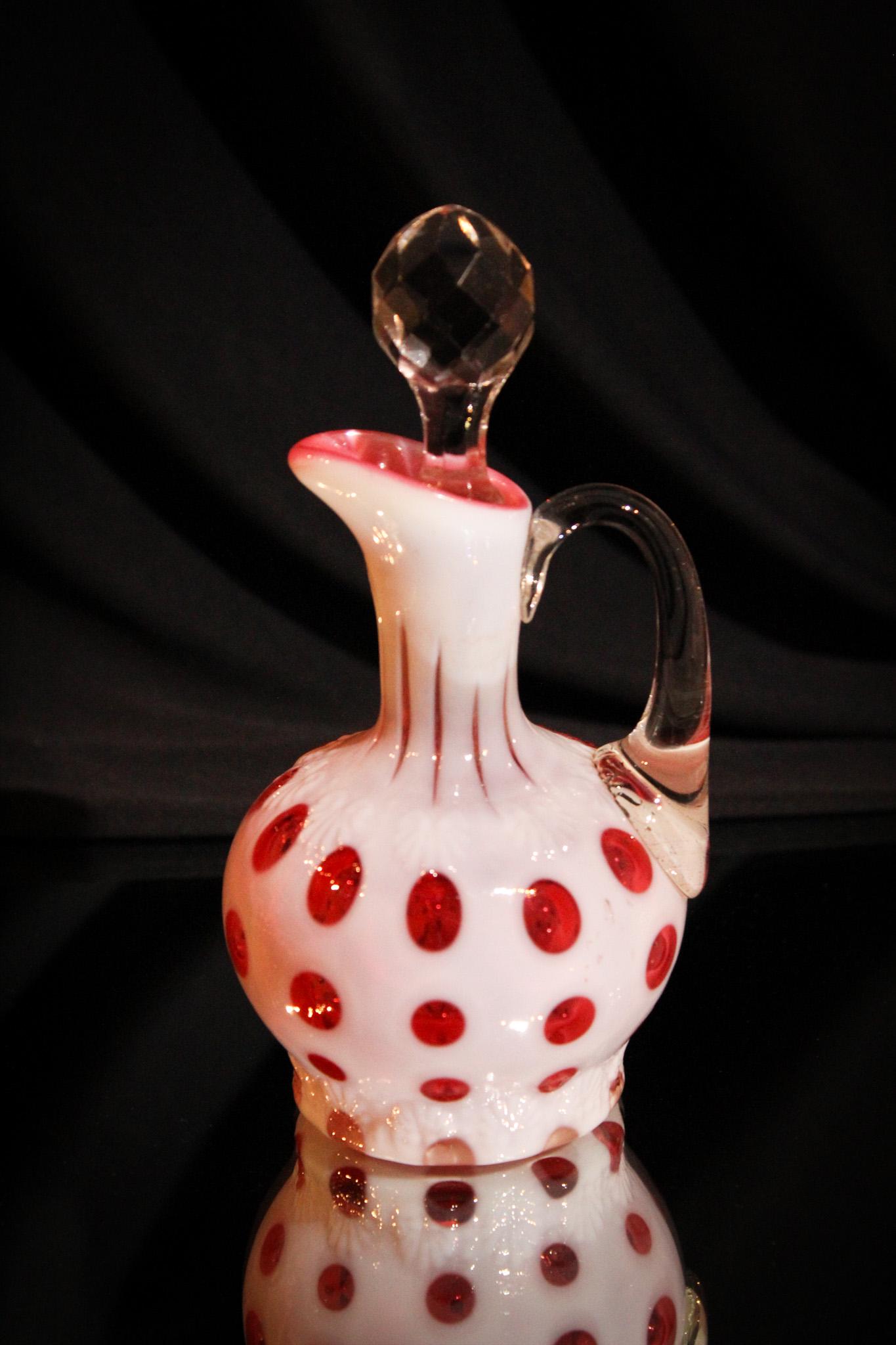 Rare Cranberry Opalescent Fancy Fans Cruet (1 of 4)