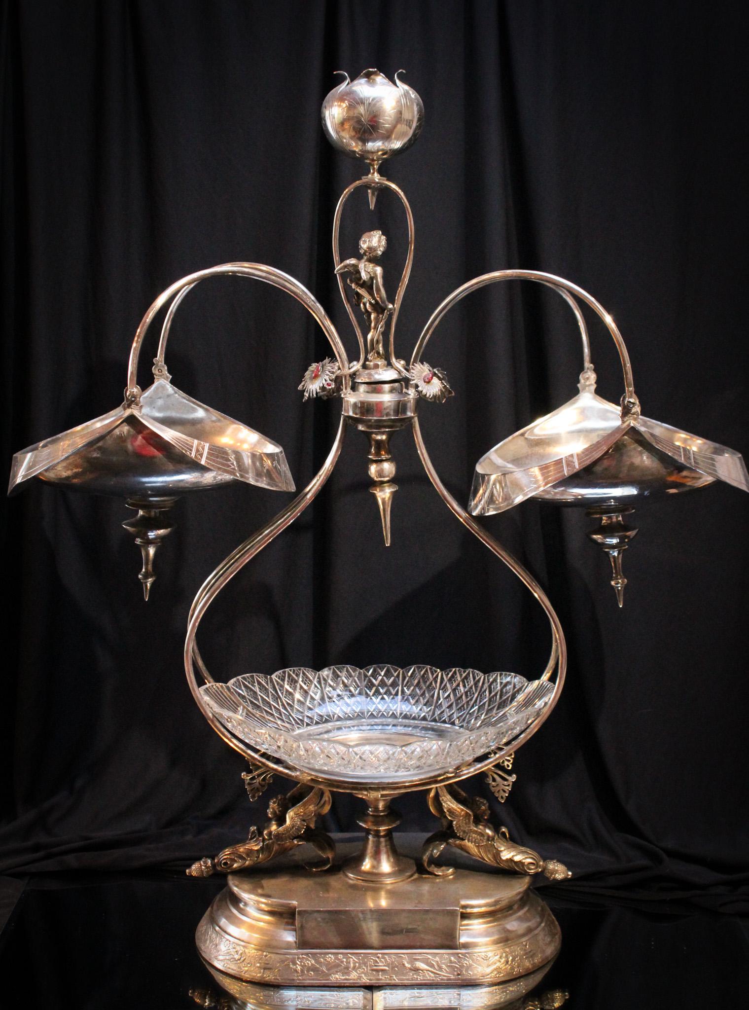 Huge Victorian Wilcox Silverplate Cut Glass Centerpiece (1 of 17)