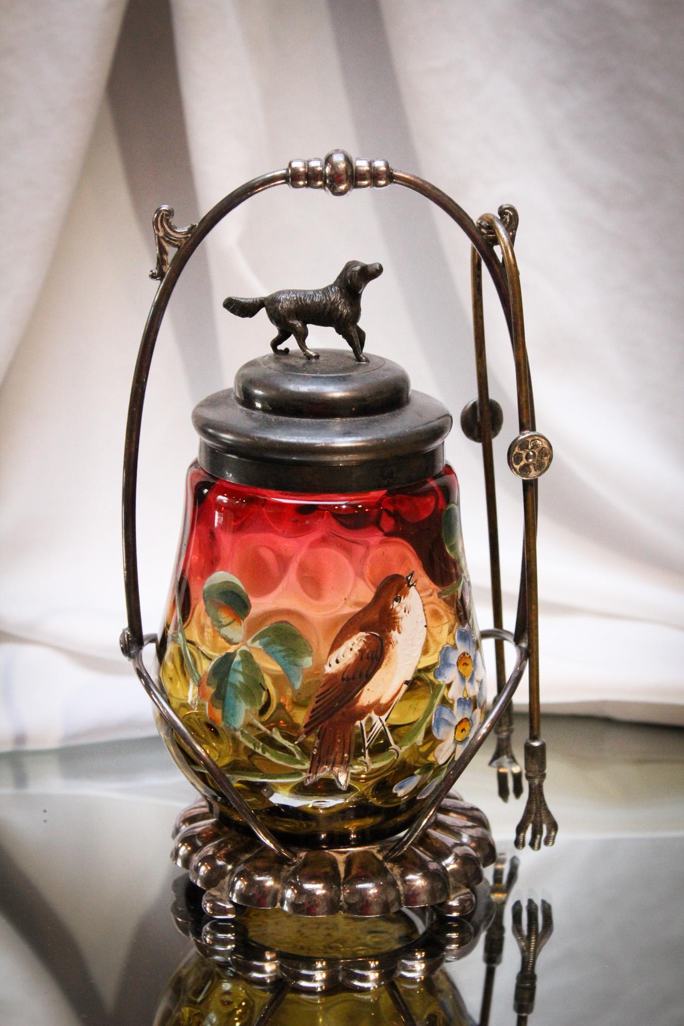 Reed & Barton Silverplate Amberina Enameled Pickle Castor (1 of 8)