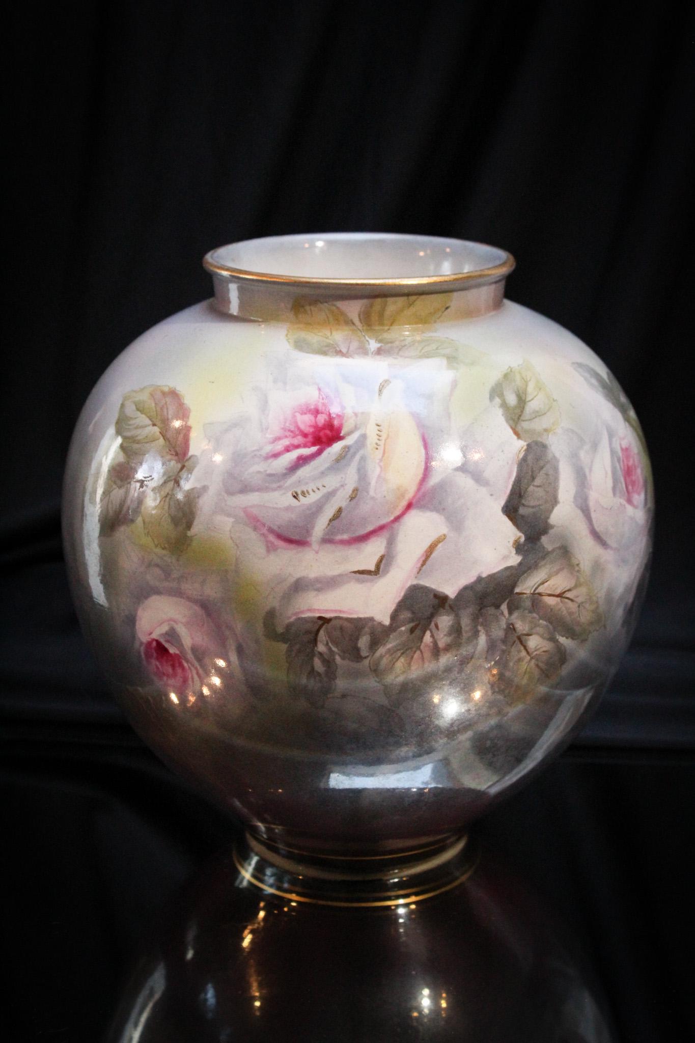 Royal Bonn 8" Rose decorated Hand Painted Porcelain Vase (1 of 8)